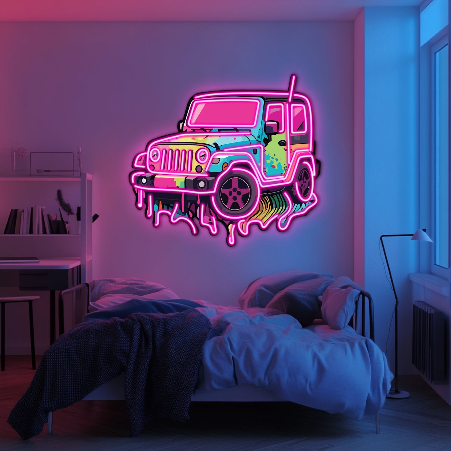 UV Printed Jeep Neon Wall Art- LV0078
