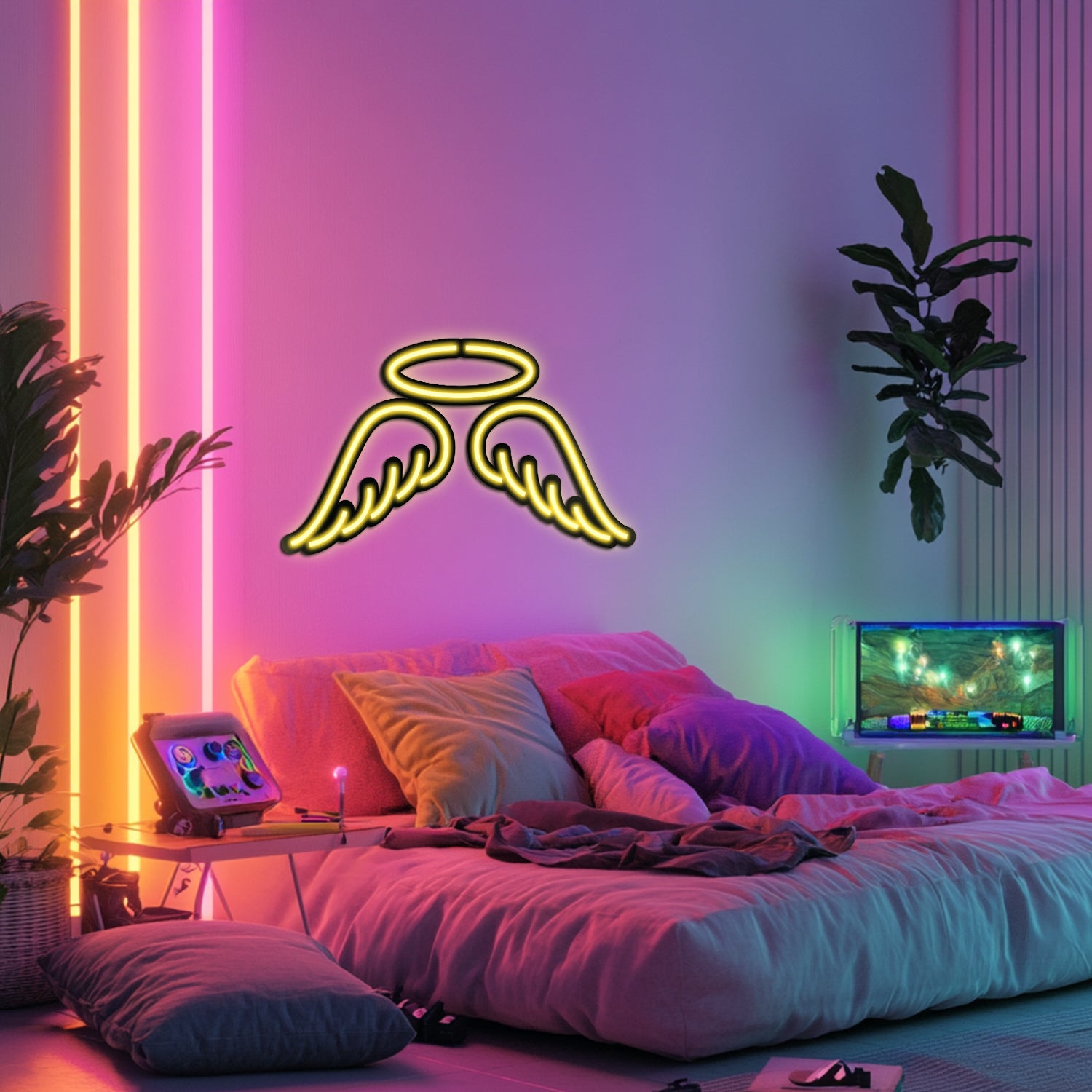 Emoji Angel Metal Neon Wall Art- LN0056