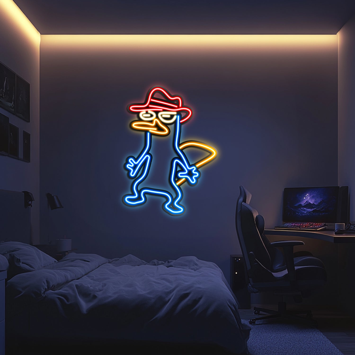 Perry the Platypus Metal Neon Wall Art- LN0251