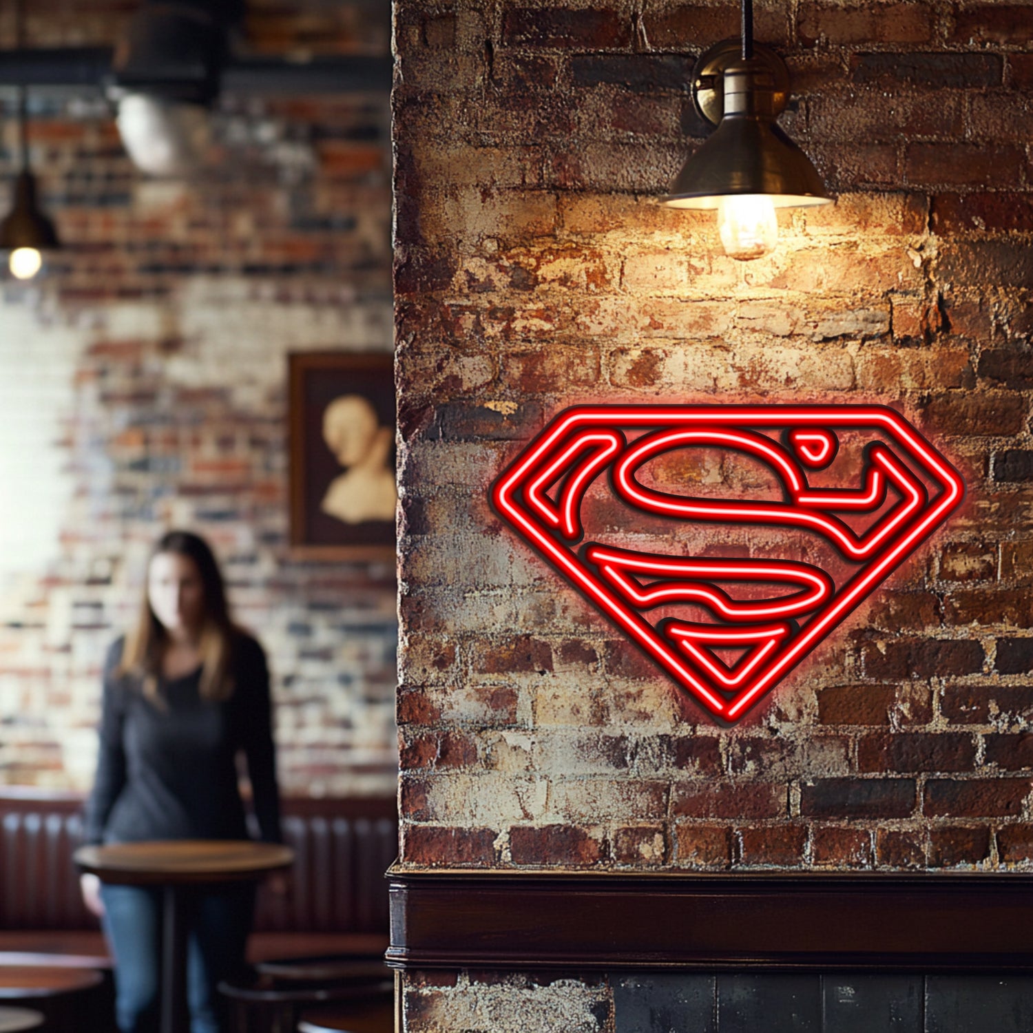 Superman Emblem Metal Neon Wall Art- LN0082