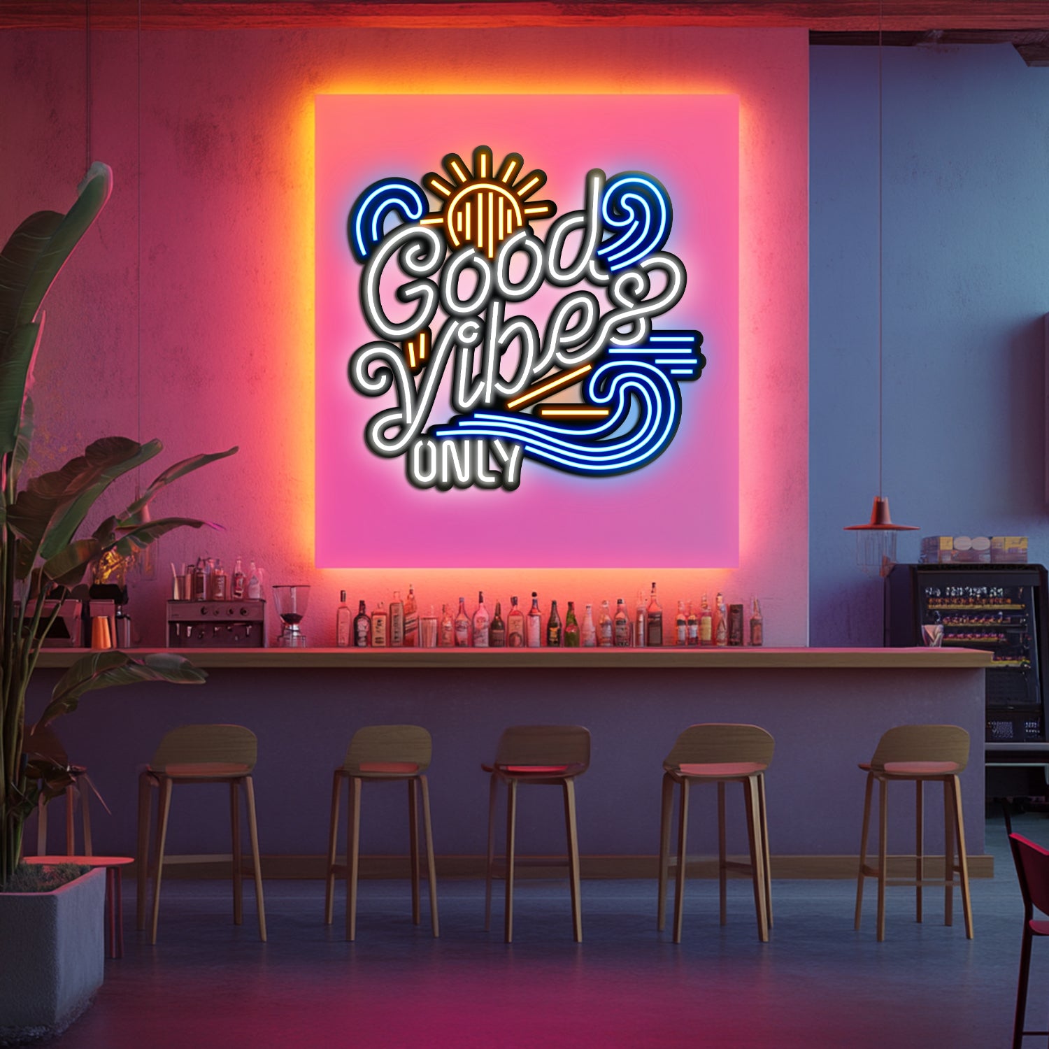 Good Vibes Only Metal Neon Wall Art- LN0086