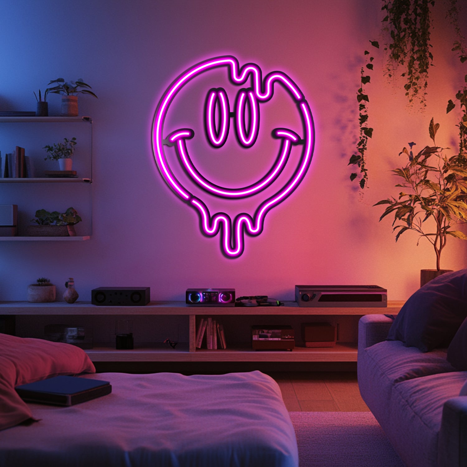 Emoji Liquid Smile Metal Neon Wall Art- LN0061