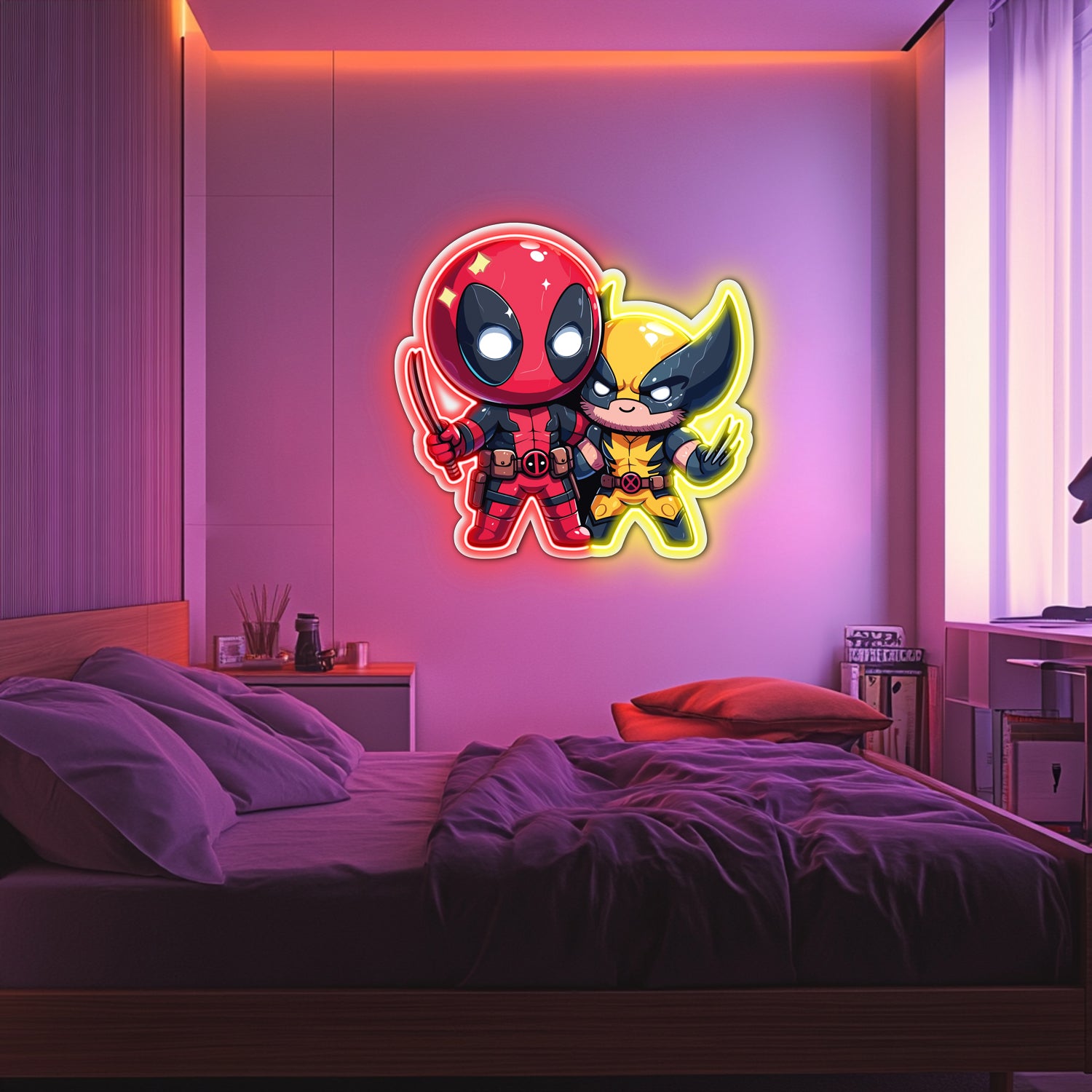 UV Printed Deadpool Wolverine Neon Wall Art- LV0066