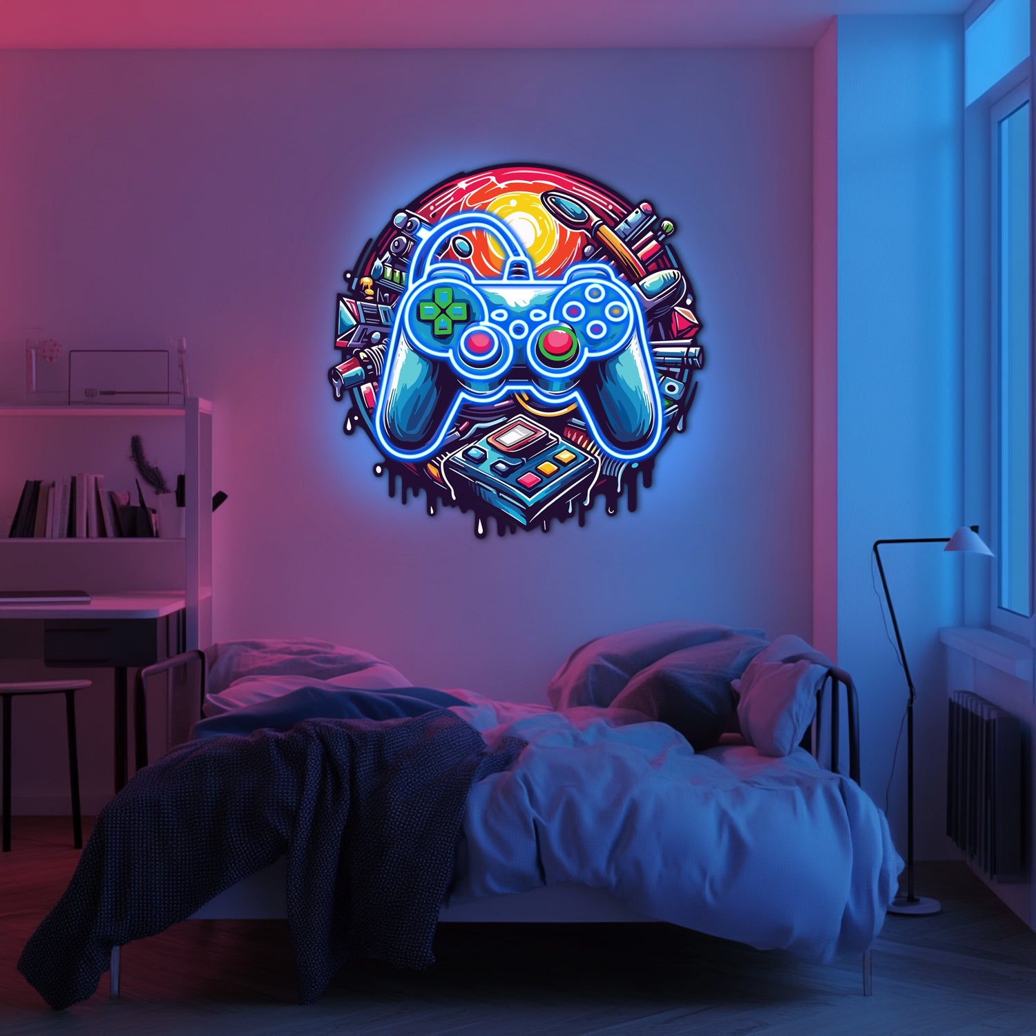 UV Printed Gamepad  Neon Wall Art- LV0070