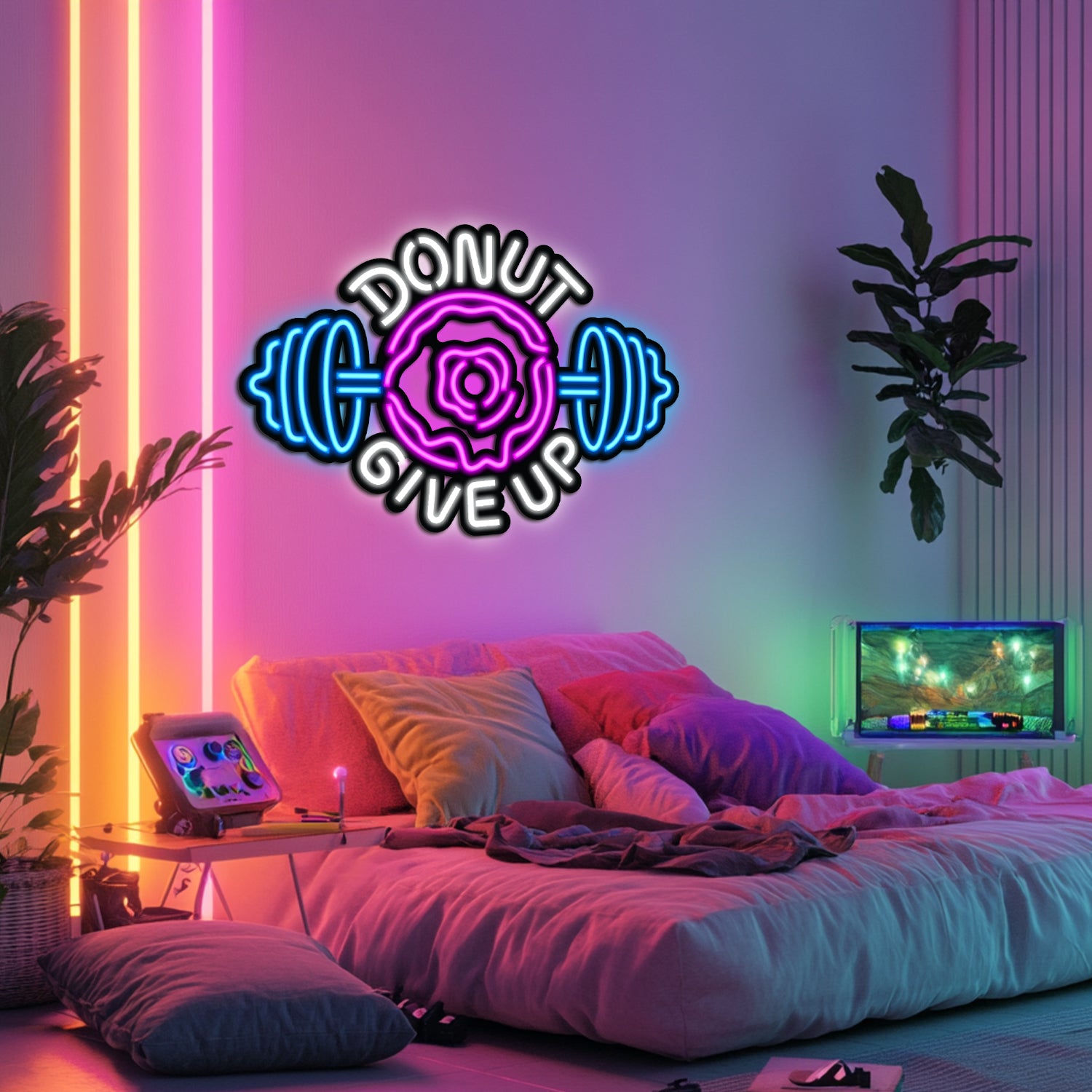 Donut Give Up Metal Neon Wall Art- LN0075