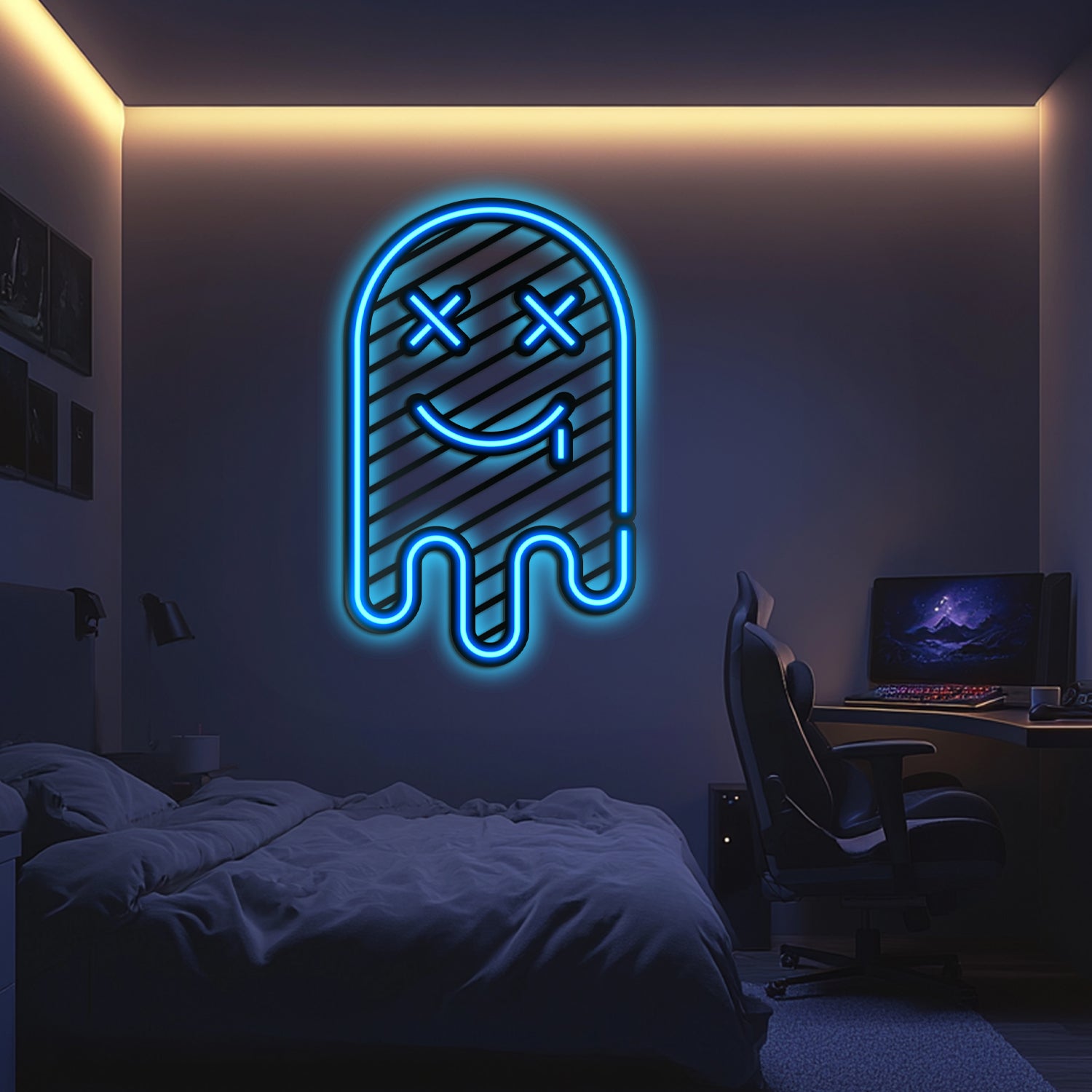 Emoji Ghost Metal Neon Wall Art- LN0064