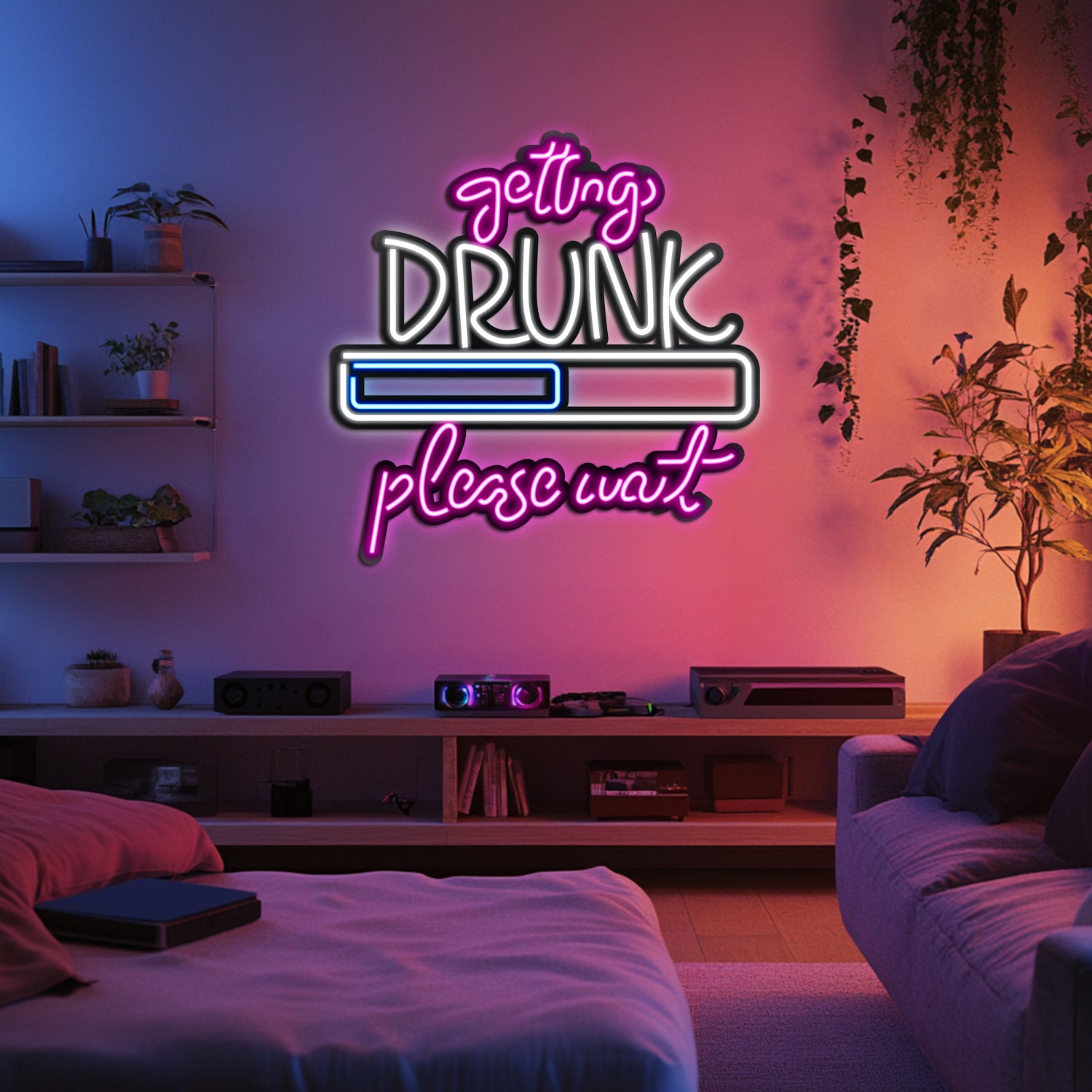 Getting Drunk Metal Neon Wall Art- LN0034