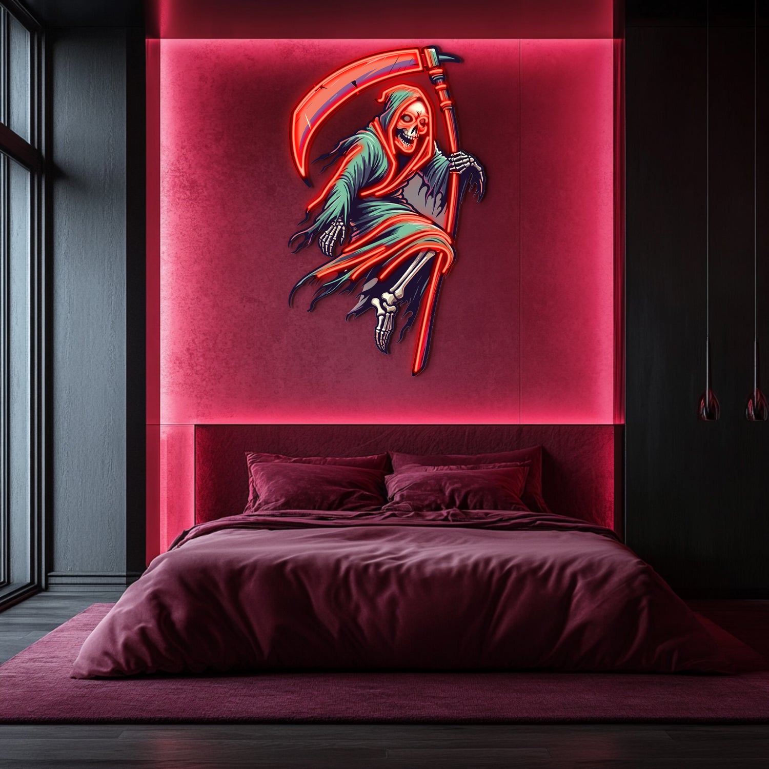 UV Printed Angel of Death Neon Wall Art- LV0003