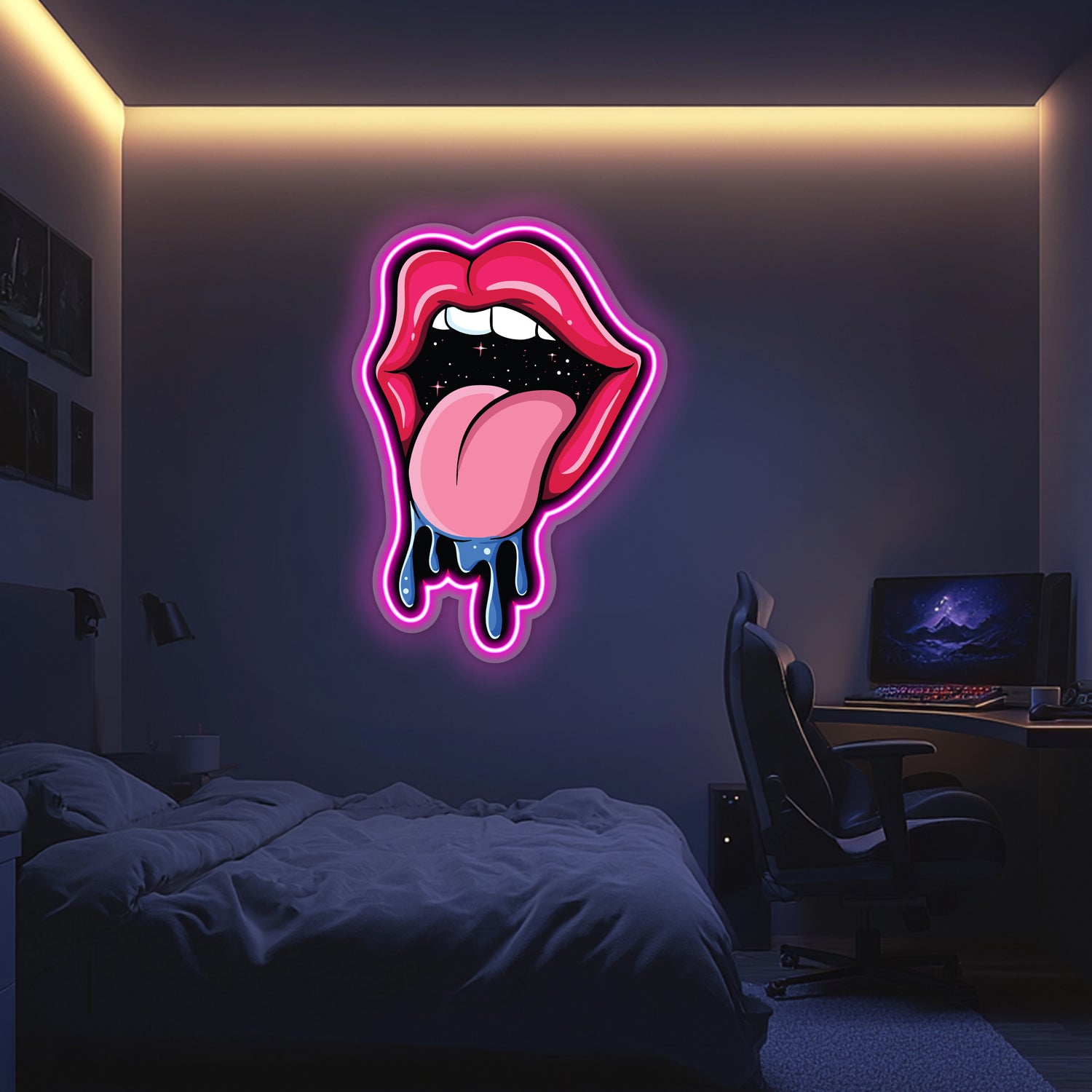 UV Printed Galactic Tongue  Neon Wall Art- LV0069