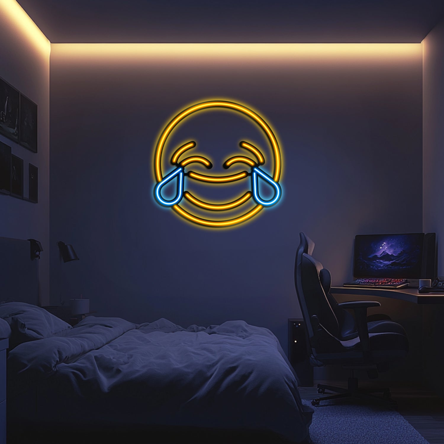 Emoji Laugh Finger Metal Neon Wall Art- LN0060