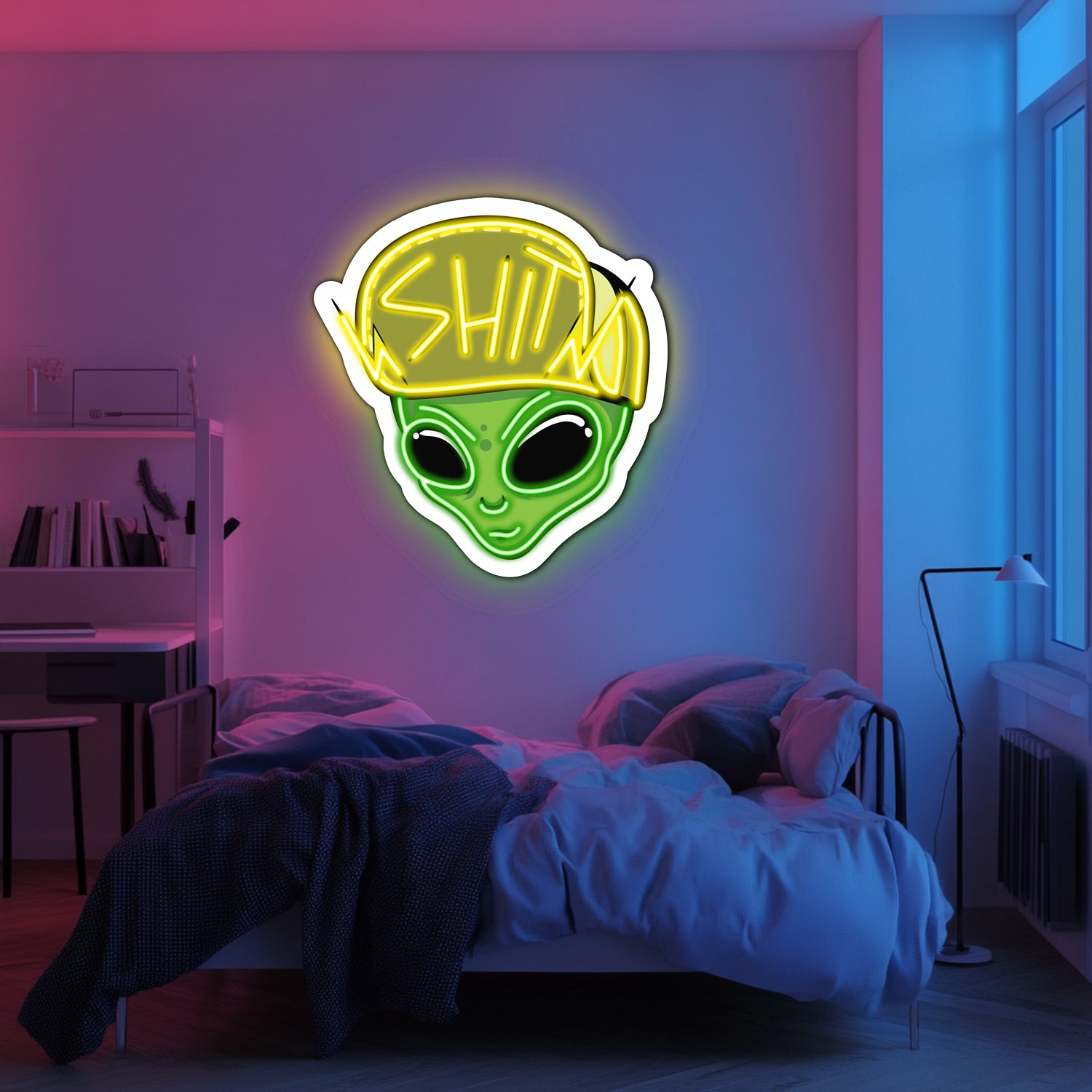 UV Printed Alien Neon Wall Art- LV0053