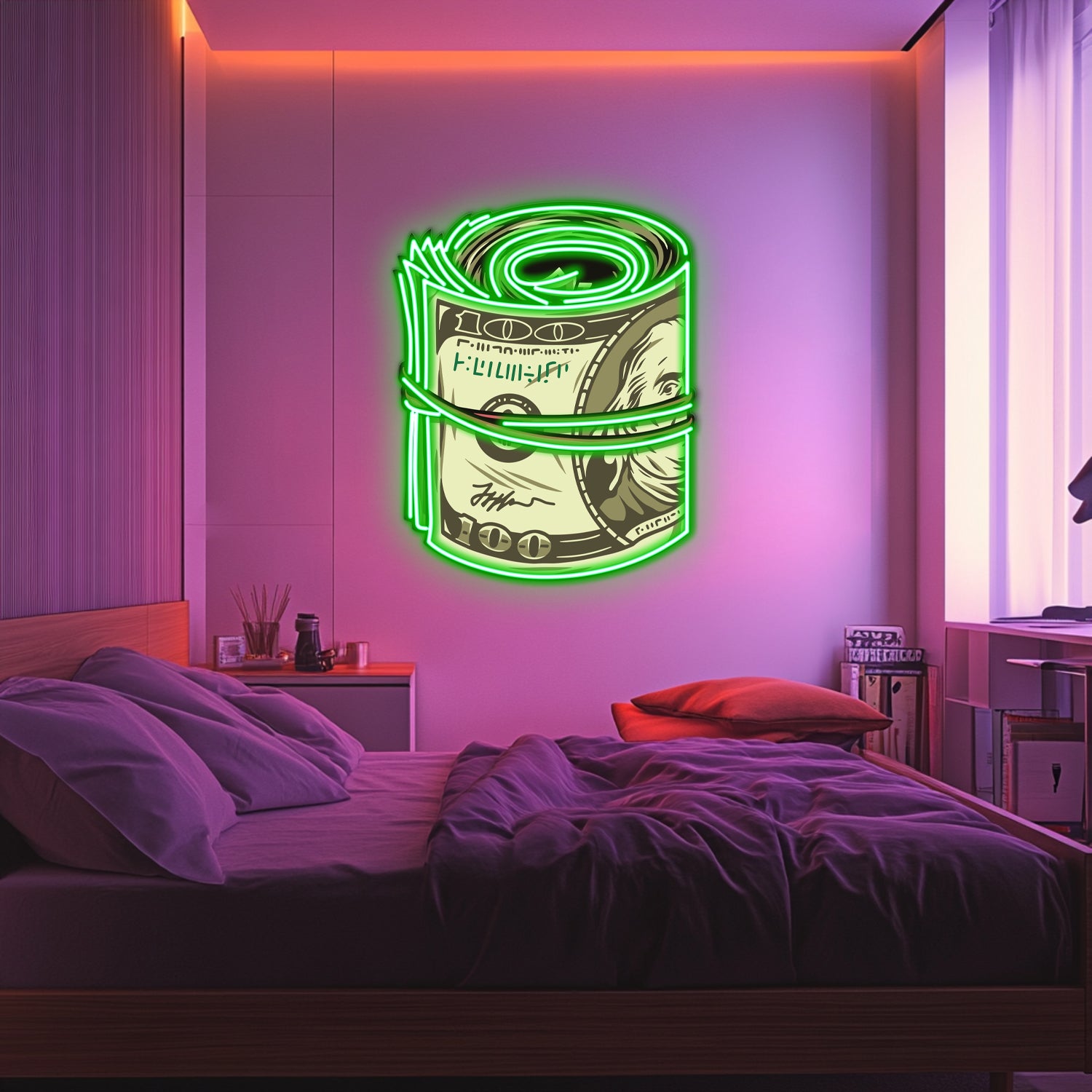 UV Printed Dollar Rulo Neon Wall Art- LV0067