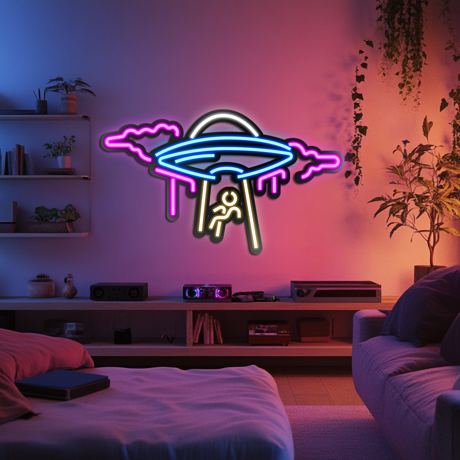 UFO Metal Neon Wall Art- LN0054