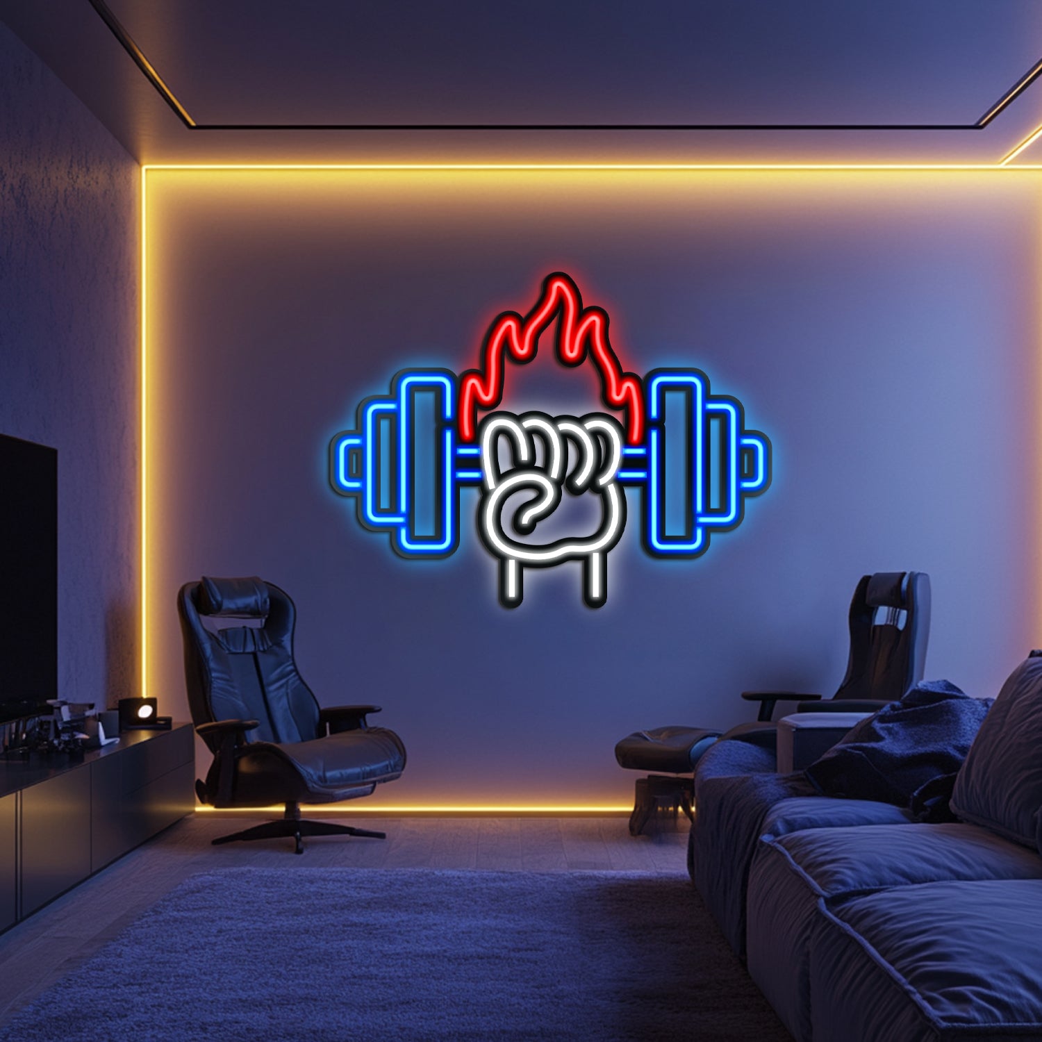 Fire Power Metal Neon Wall Art- LN0072