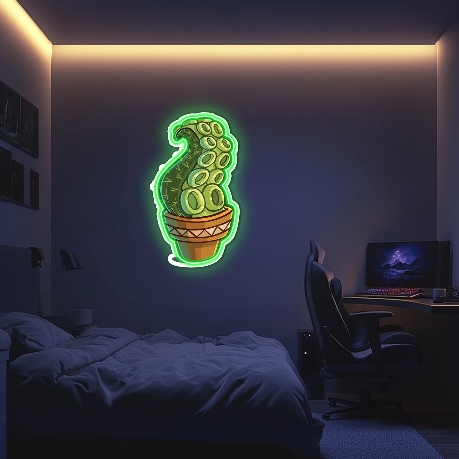 UV Printed Cactus Neon Wall Art- LV0061