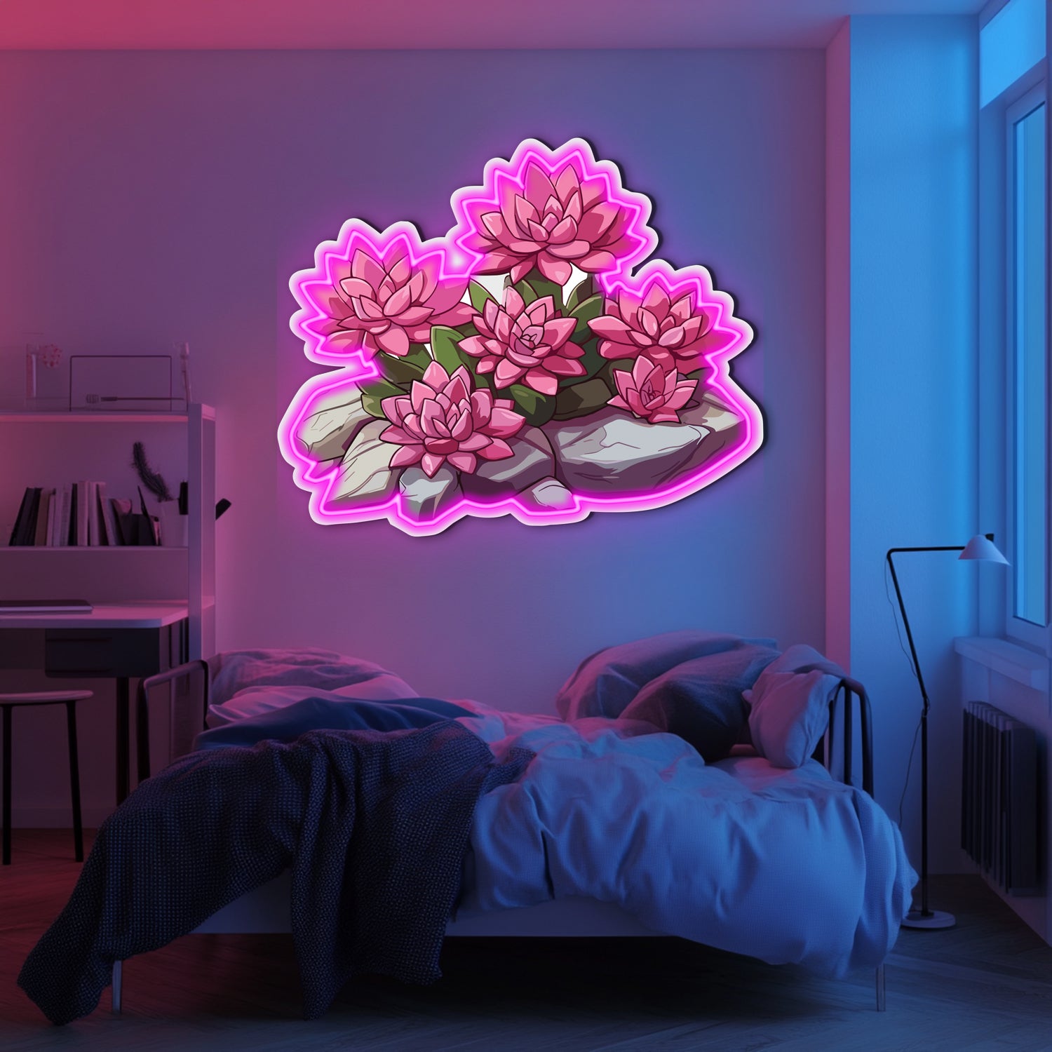 UV Printed Flowers Neon Wall Art- LV0007