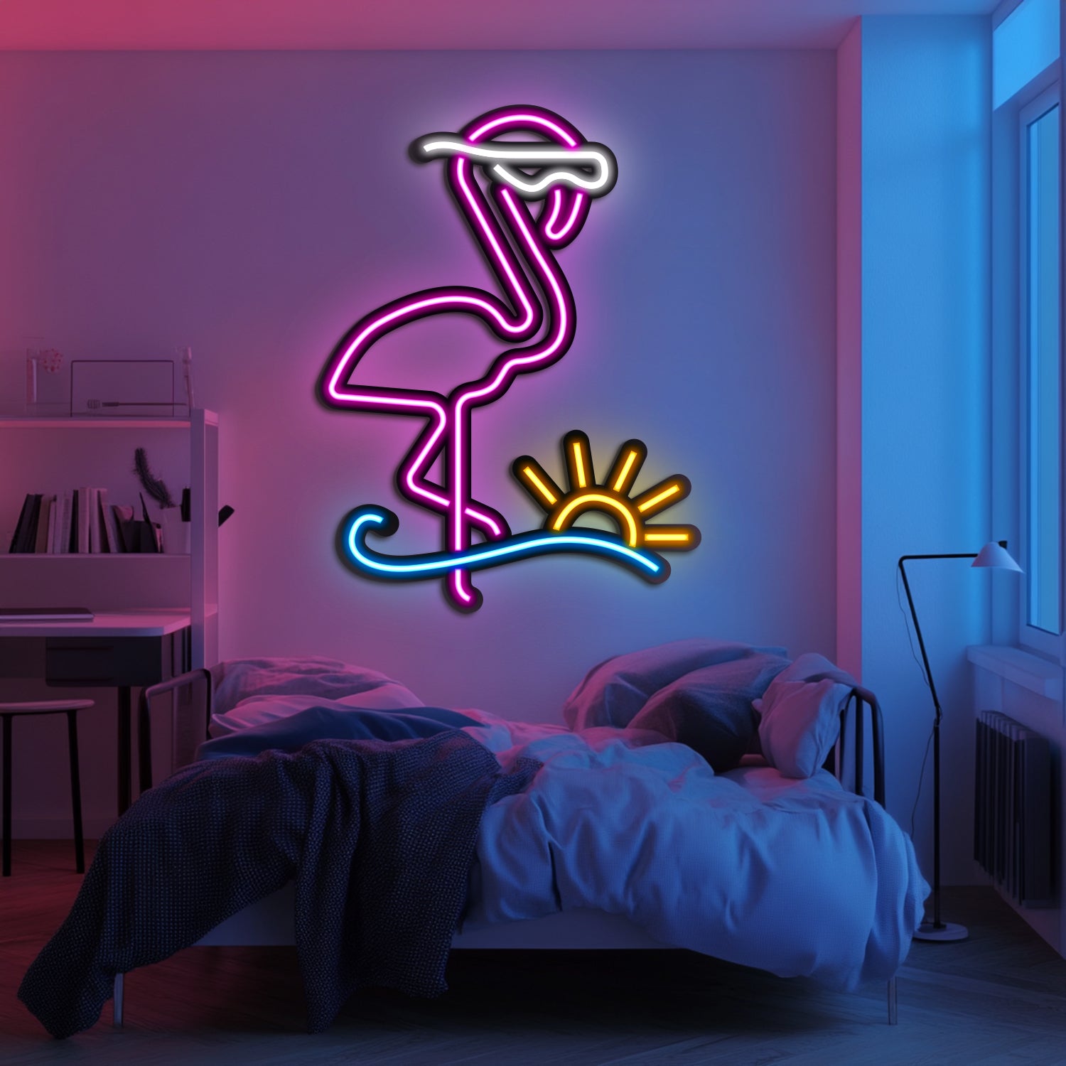 Cool Flamingo Metal Neon Wall Art- LN0018