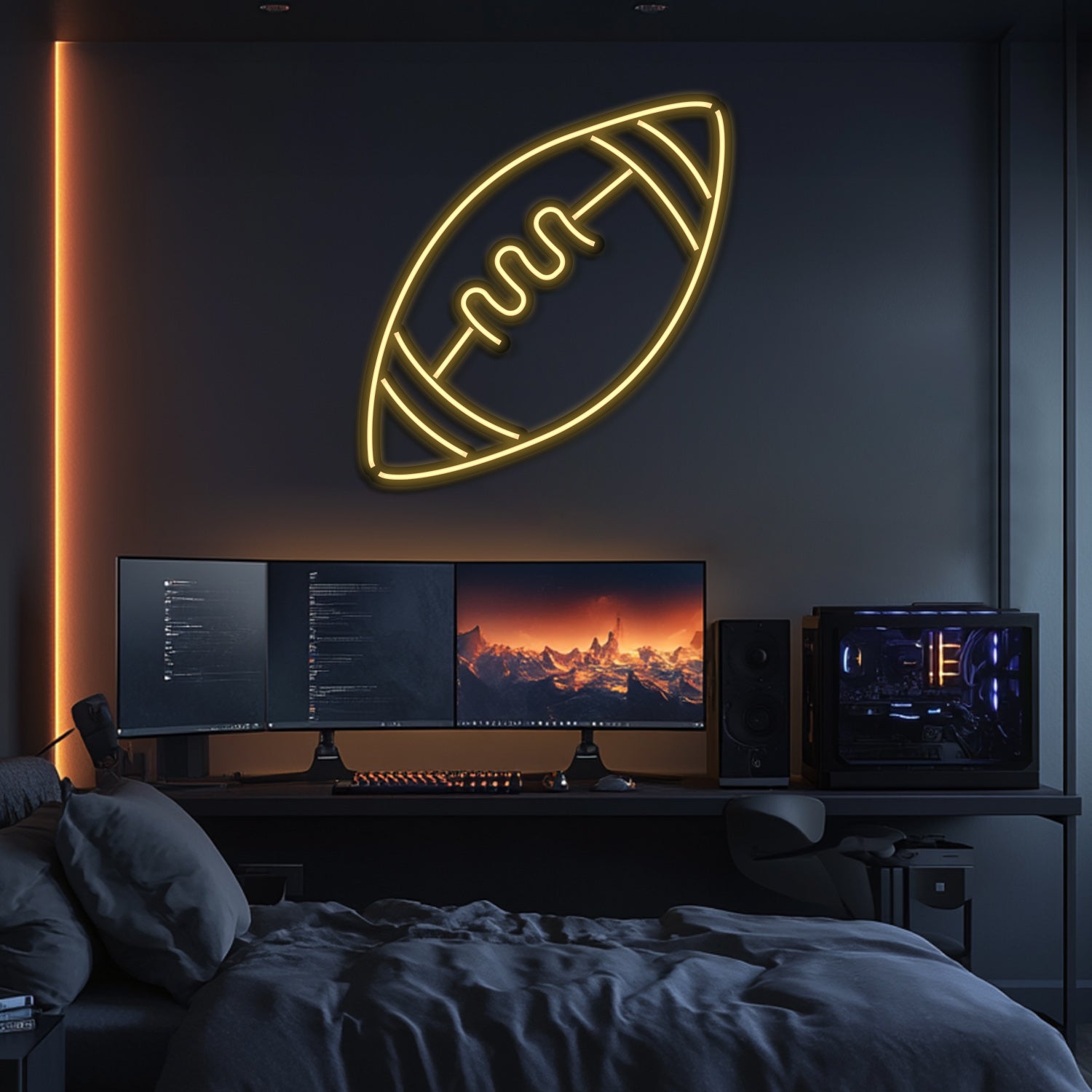 American Football Ball Metal Neon Wall Art- LN0114