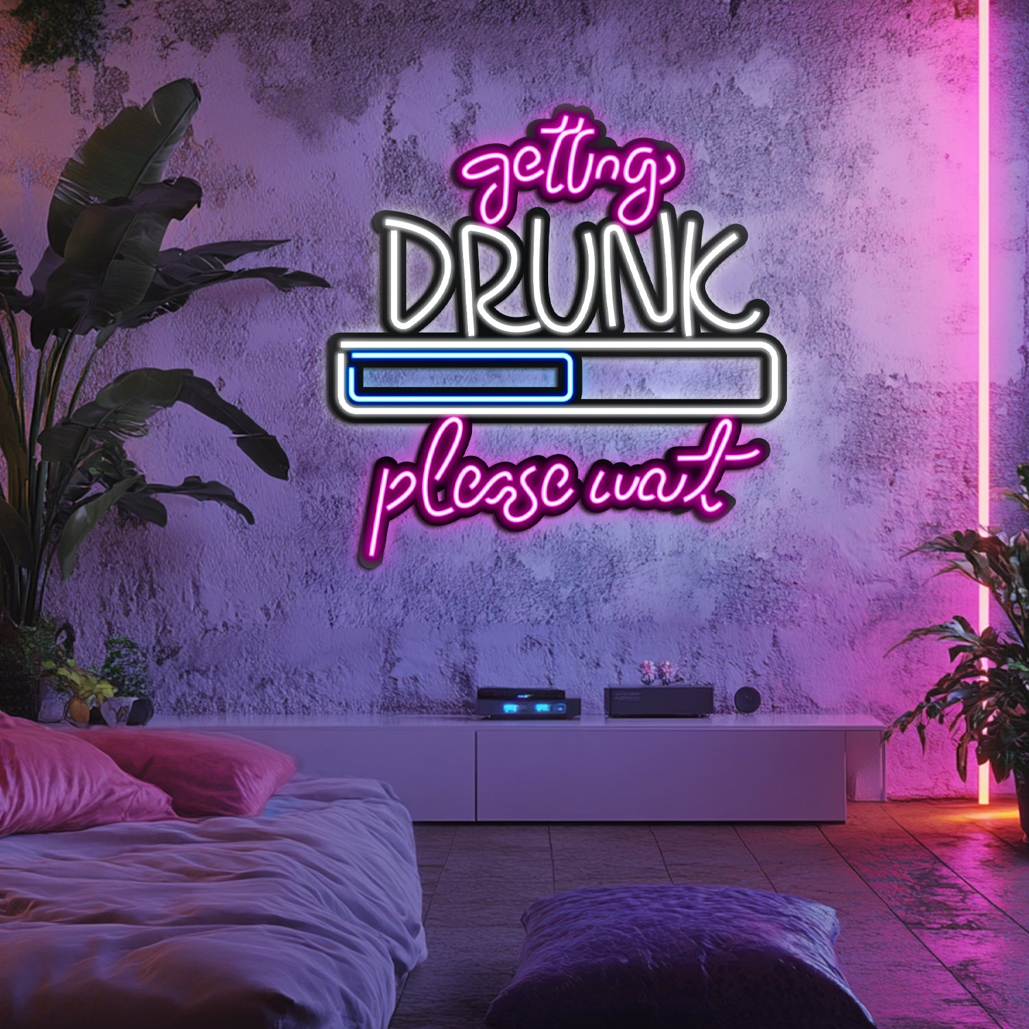 Getting Drunk Metal Neon Wall Art- LN0034