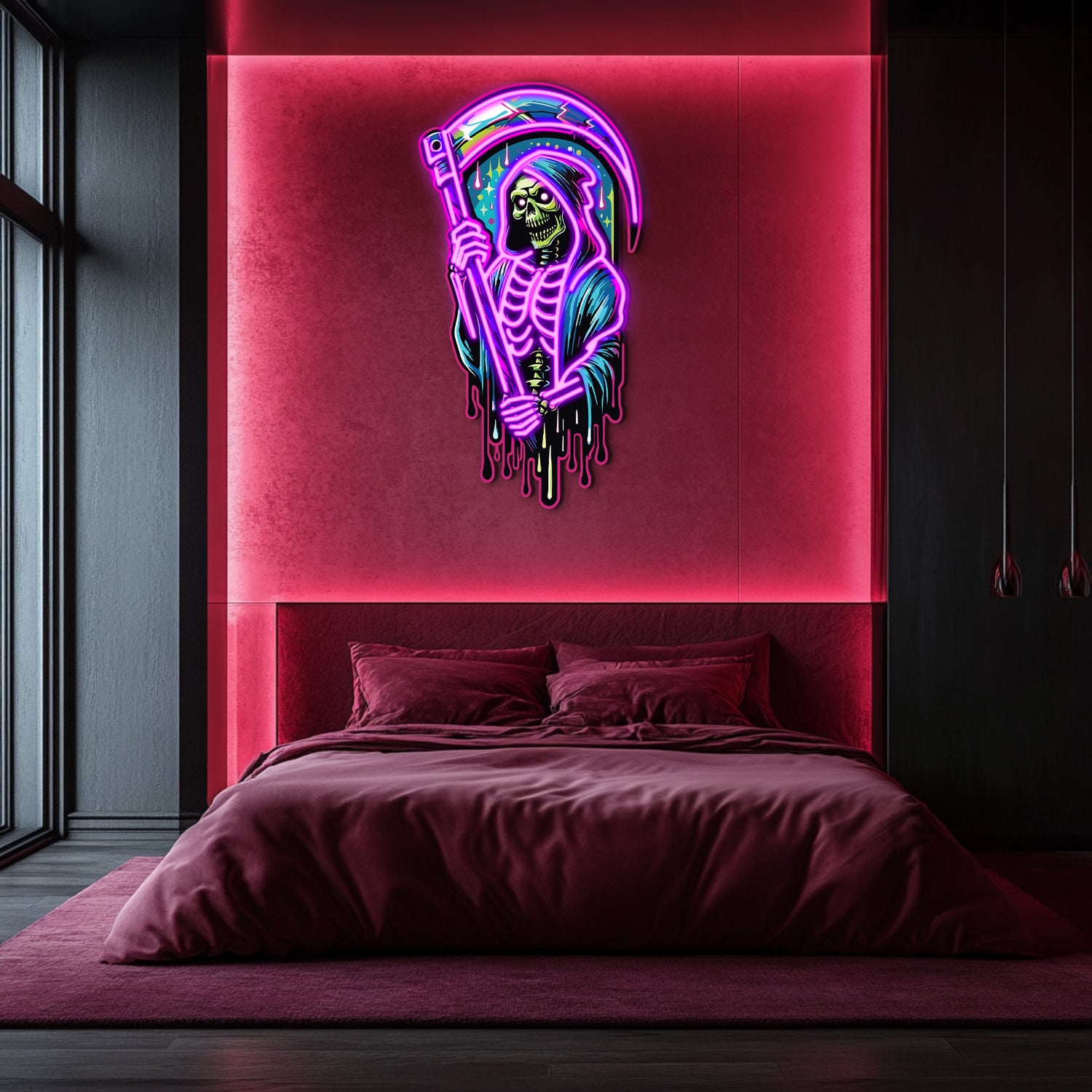 UV Printed Angel of Death Neon Wall Art- LV0004