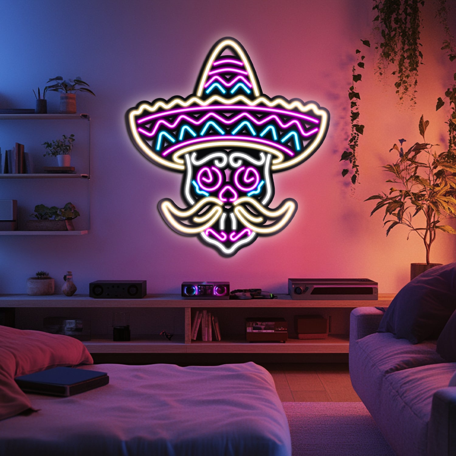 Muertos Skull Metal Neon Wall Art- LN0002