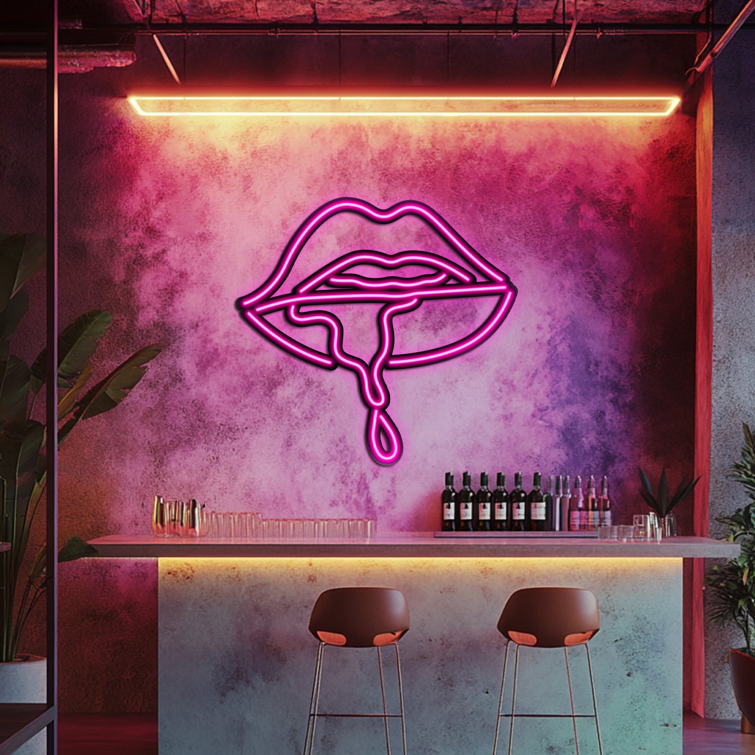 Dripping Lips Metal Neon Wall Art- LN0067