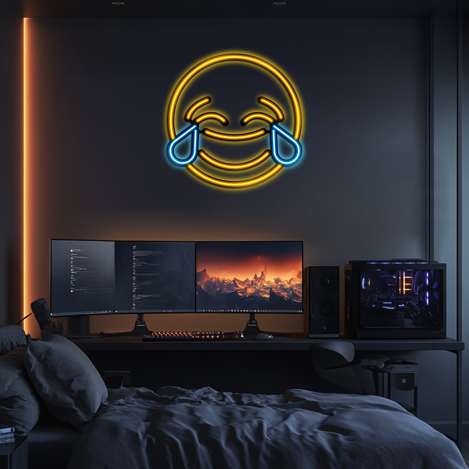 Emoji Laugh Finger Metal Neon Wall Art- LN0060