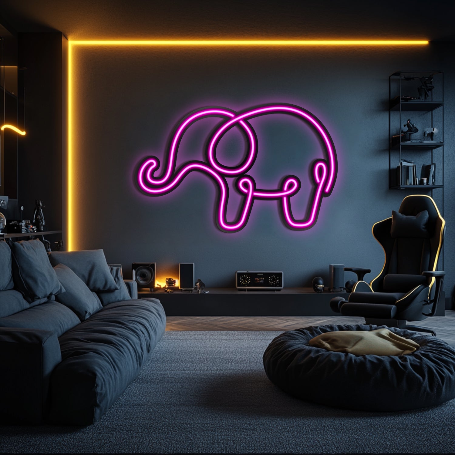 Elephant Metal Neon Wall Art- LN0020