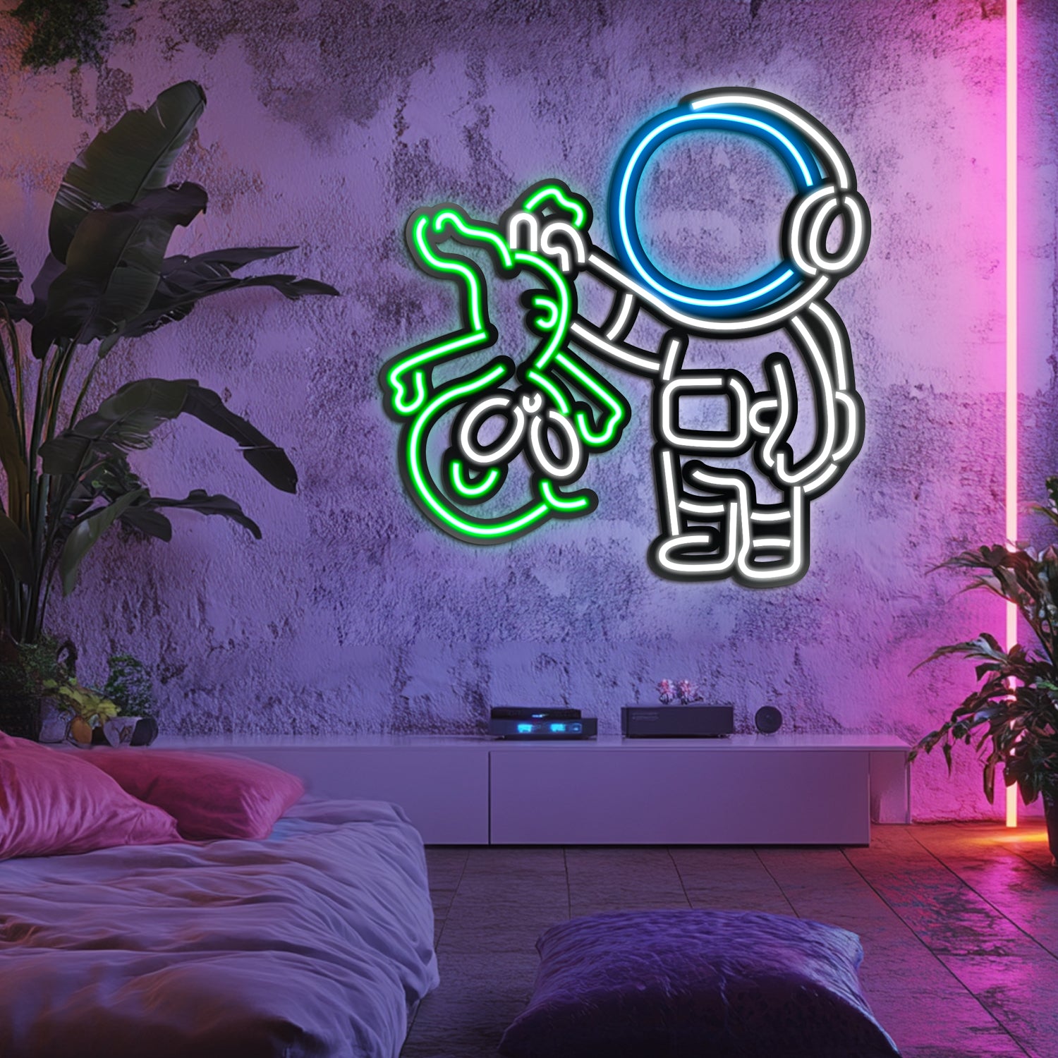 Alien and Astronaut Metal Neon Wall Art- LN0047