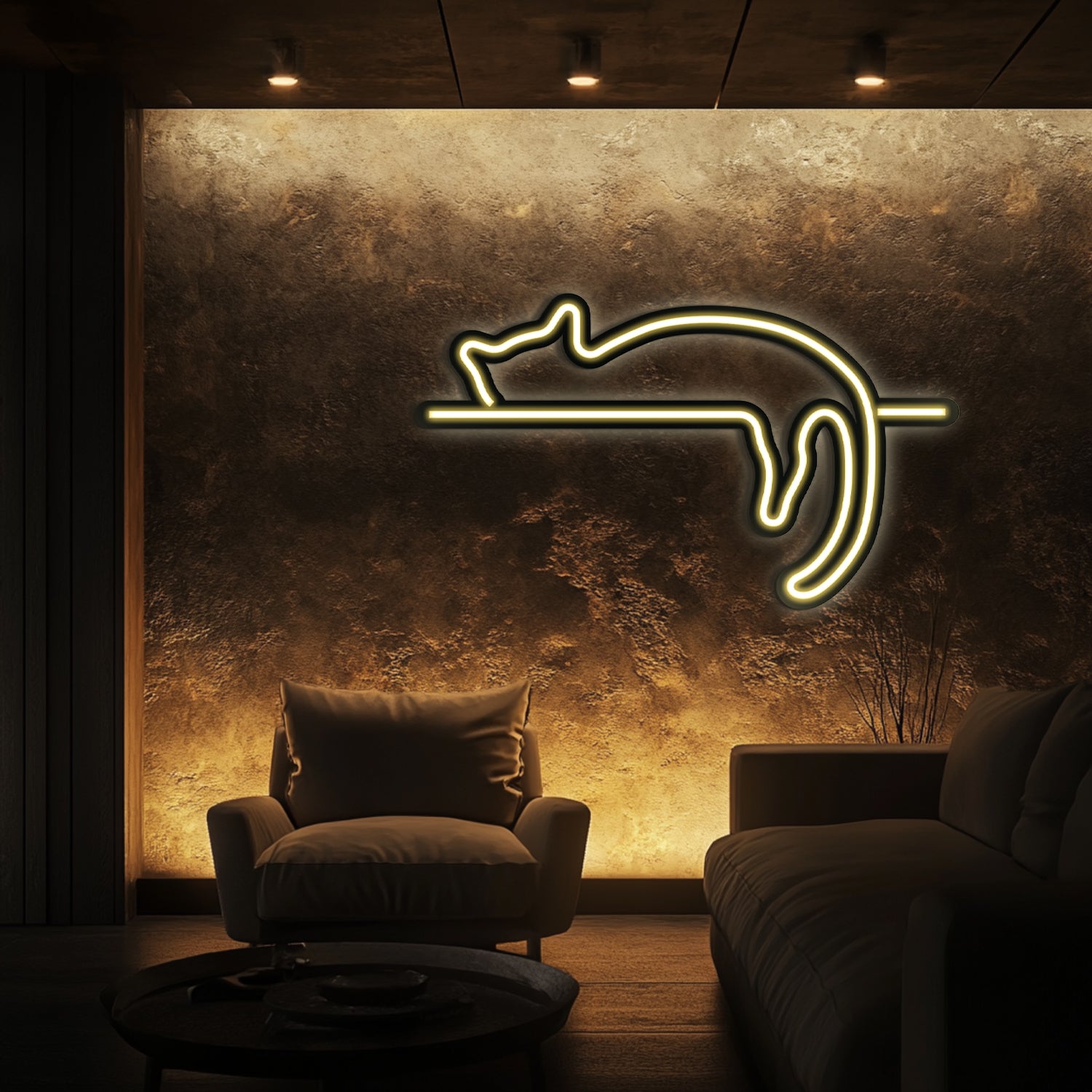 Sleeping Cat Metal Neon Wall Art- LN0022