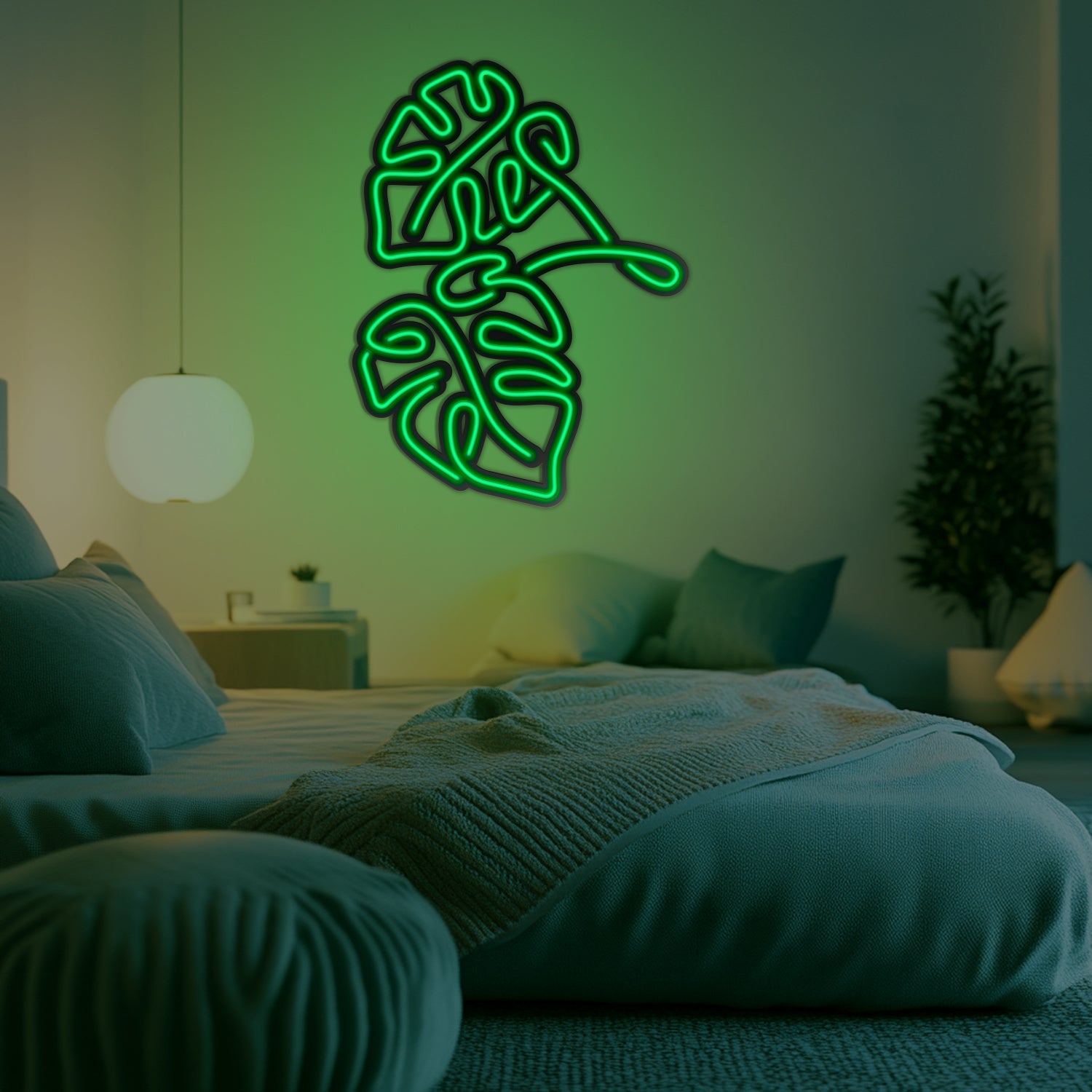 Monstera Leaf Metal Neon Wall Art- LN0006