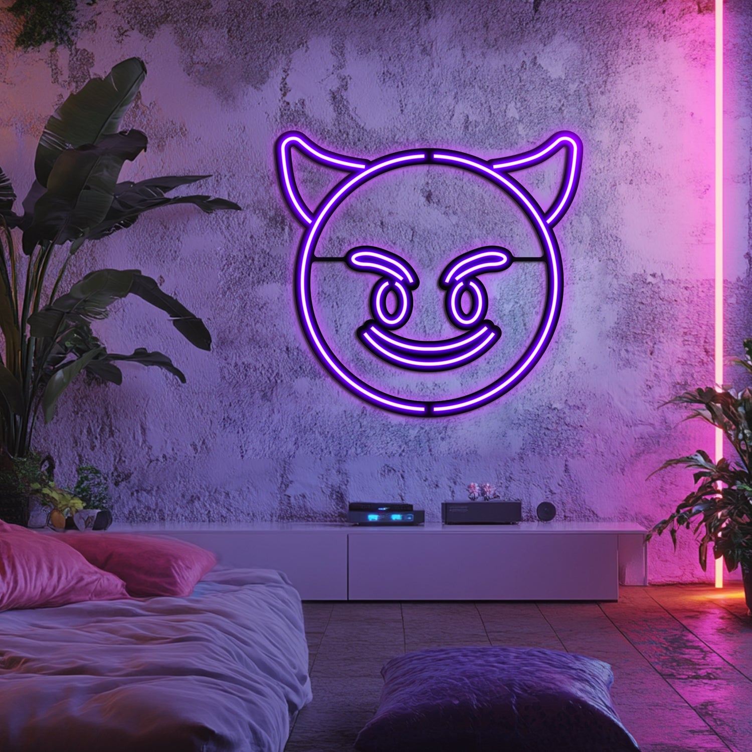 Emoji Devil Metal Neon Wall Art- LN0057