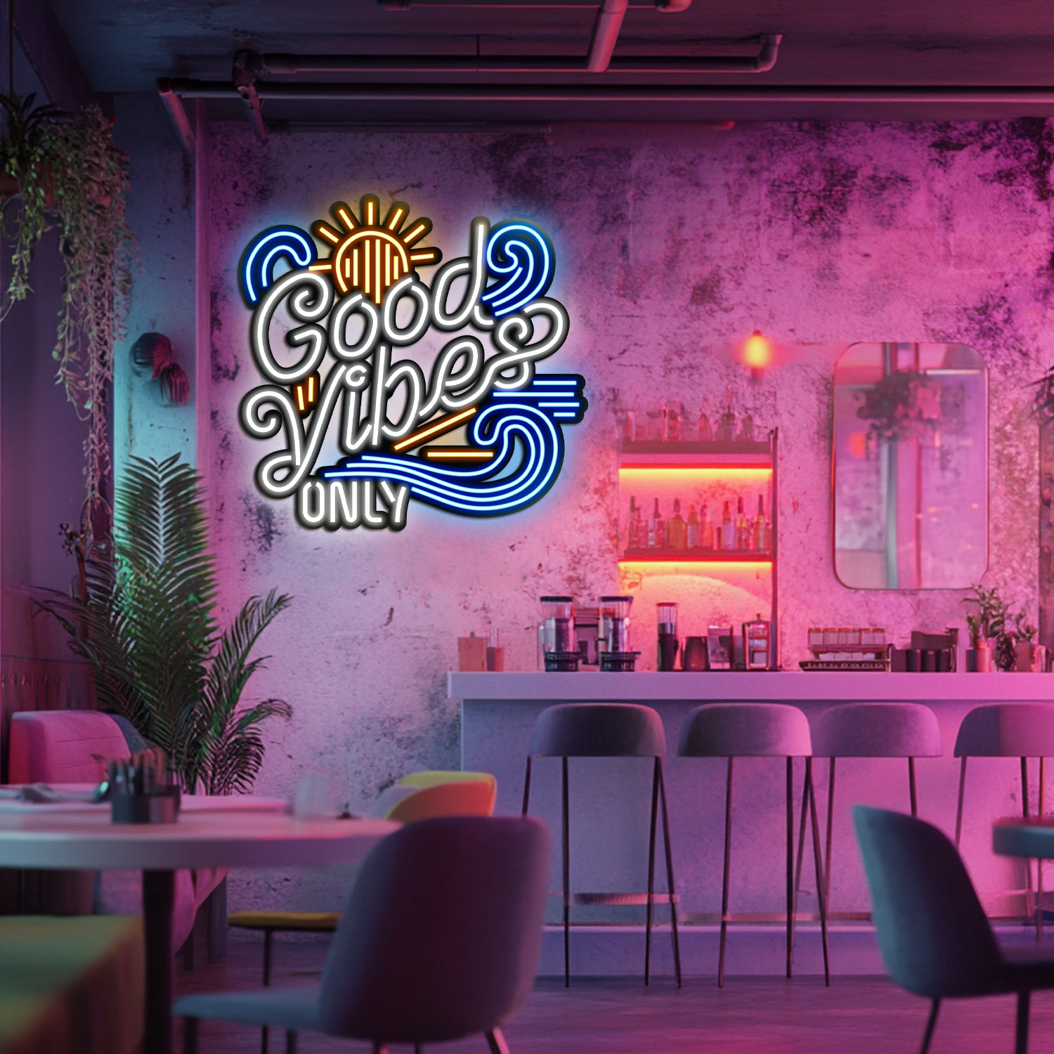 Good Vibes Only Metal Neon Wall Art- LN0086