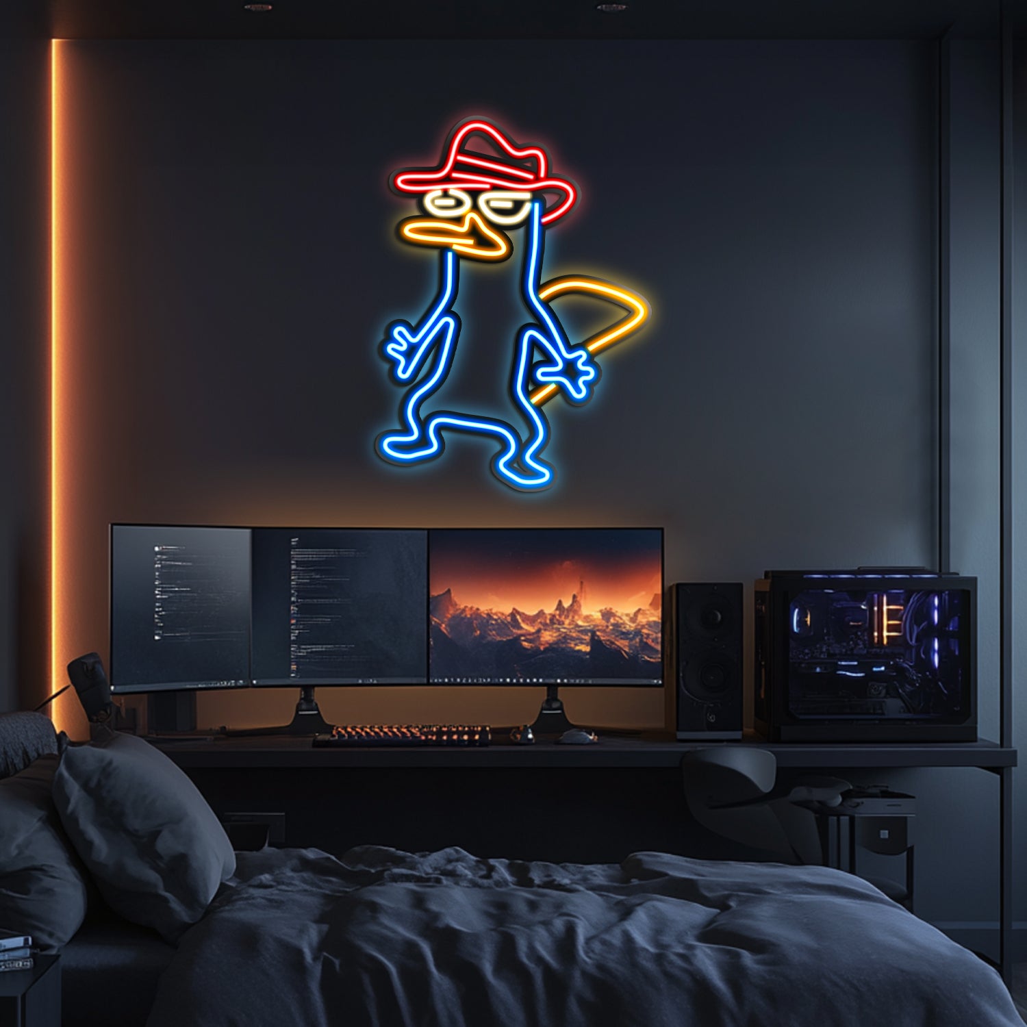 Perry the Platypus Metal Neon Wall Art- LN0251