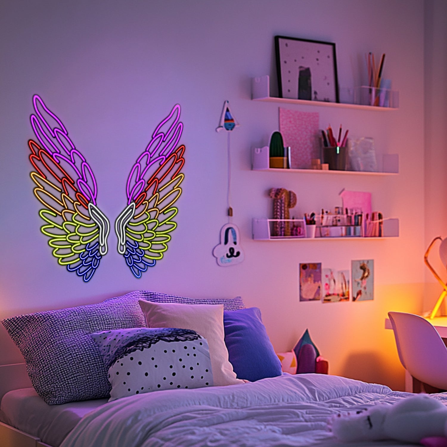 Rainbow Wing Metal Neon Wall Art- LN0013