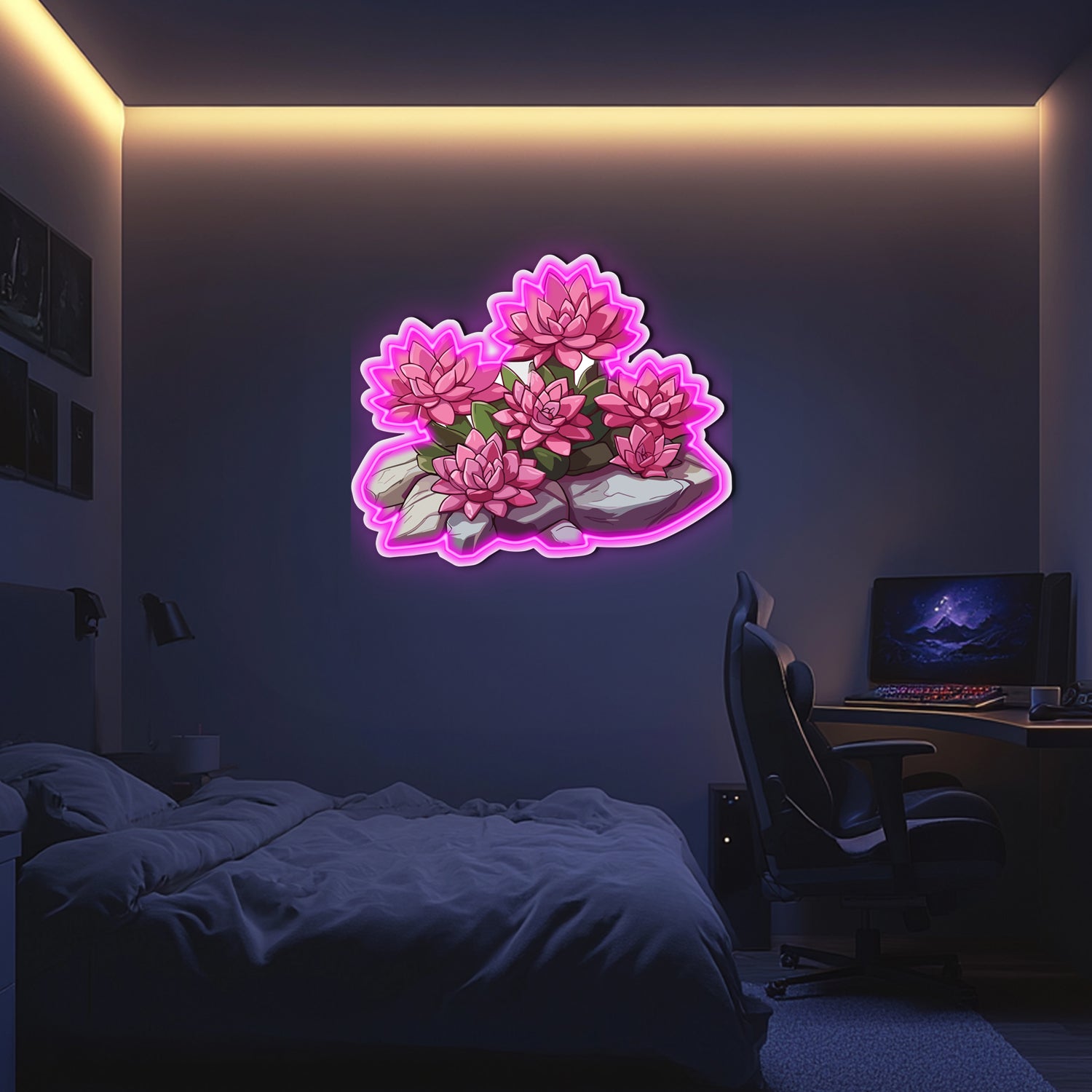 UV Printed Flowers Neon Wall Art- LV0007