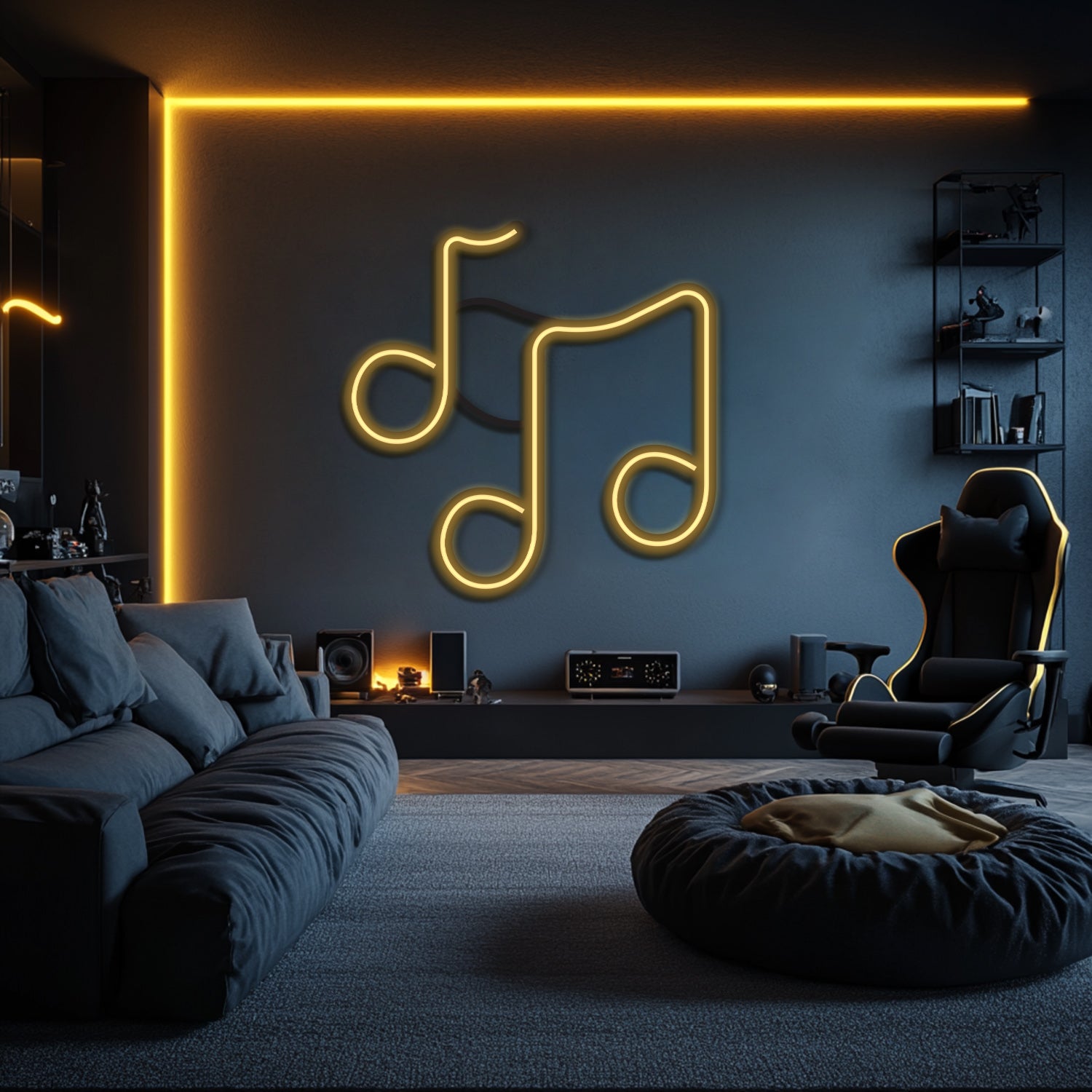 Music Notes Metal Neon Wall Art- LN0095