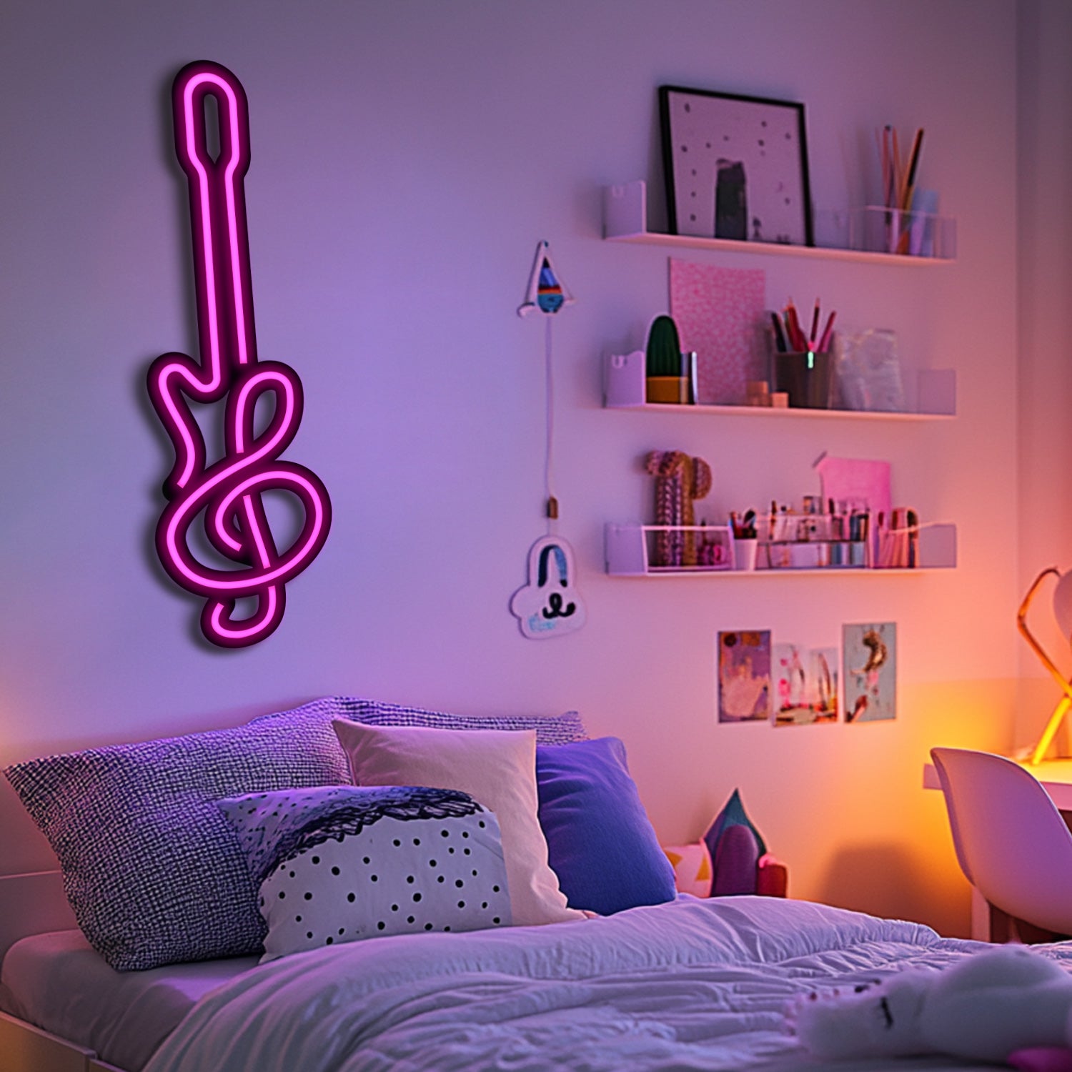 Guitar Note Metal Neon Wall Art- LN0091