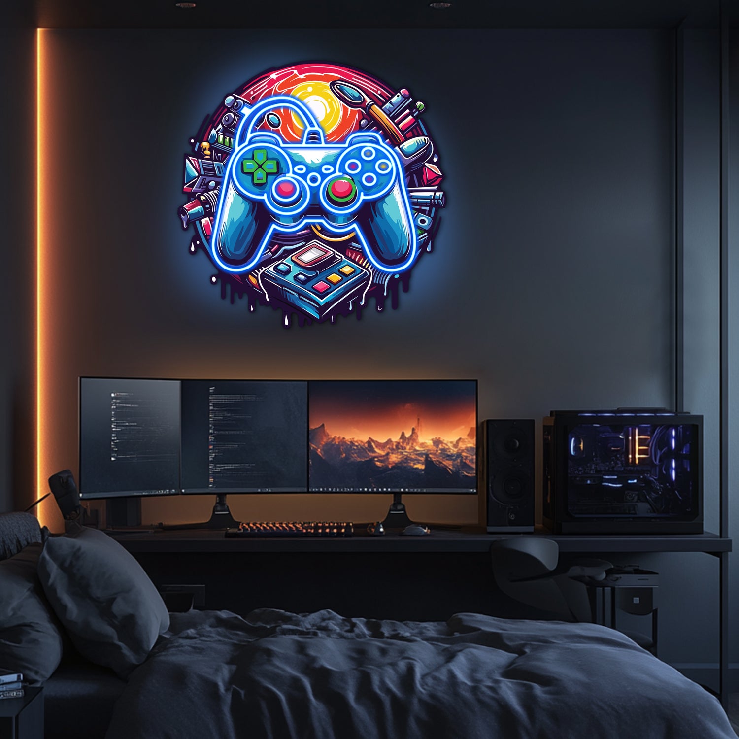 UV Printed Gamepad  Neon Wall Art- LV0070