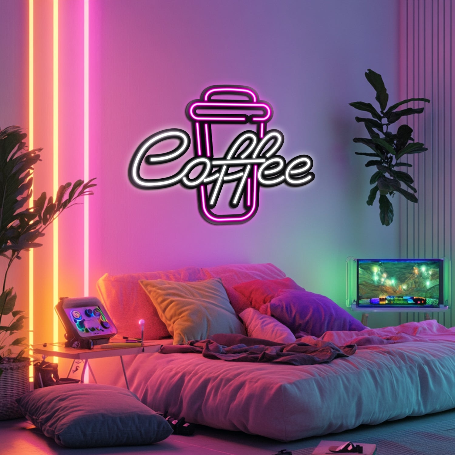 Coffee Lovers Metal Neon Wall Art- LN0032