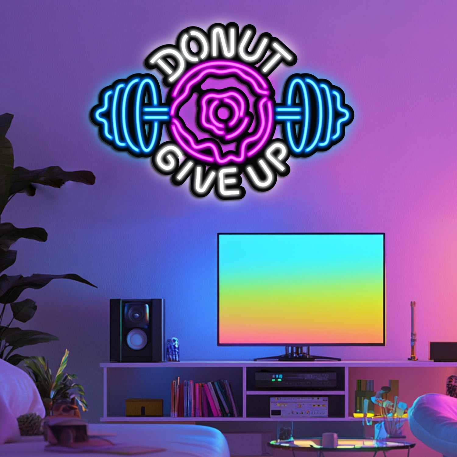 Donut Give Up Metal Neon Wall Art- LN0075