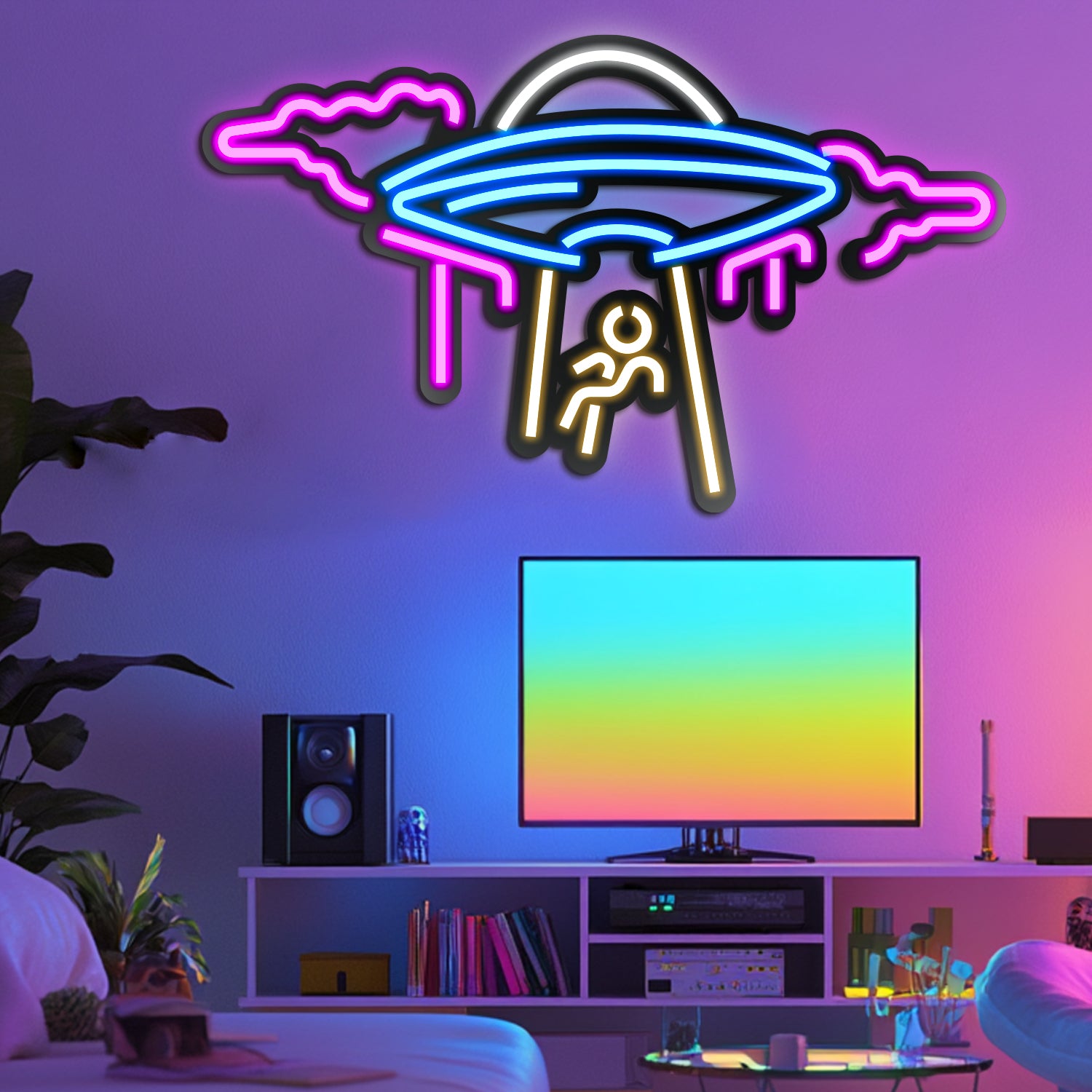 UFO Metal Neon Wall Art- LN0054