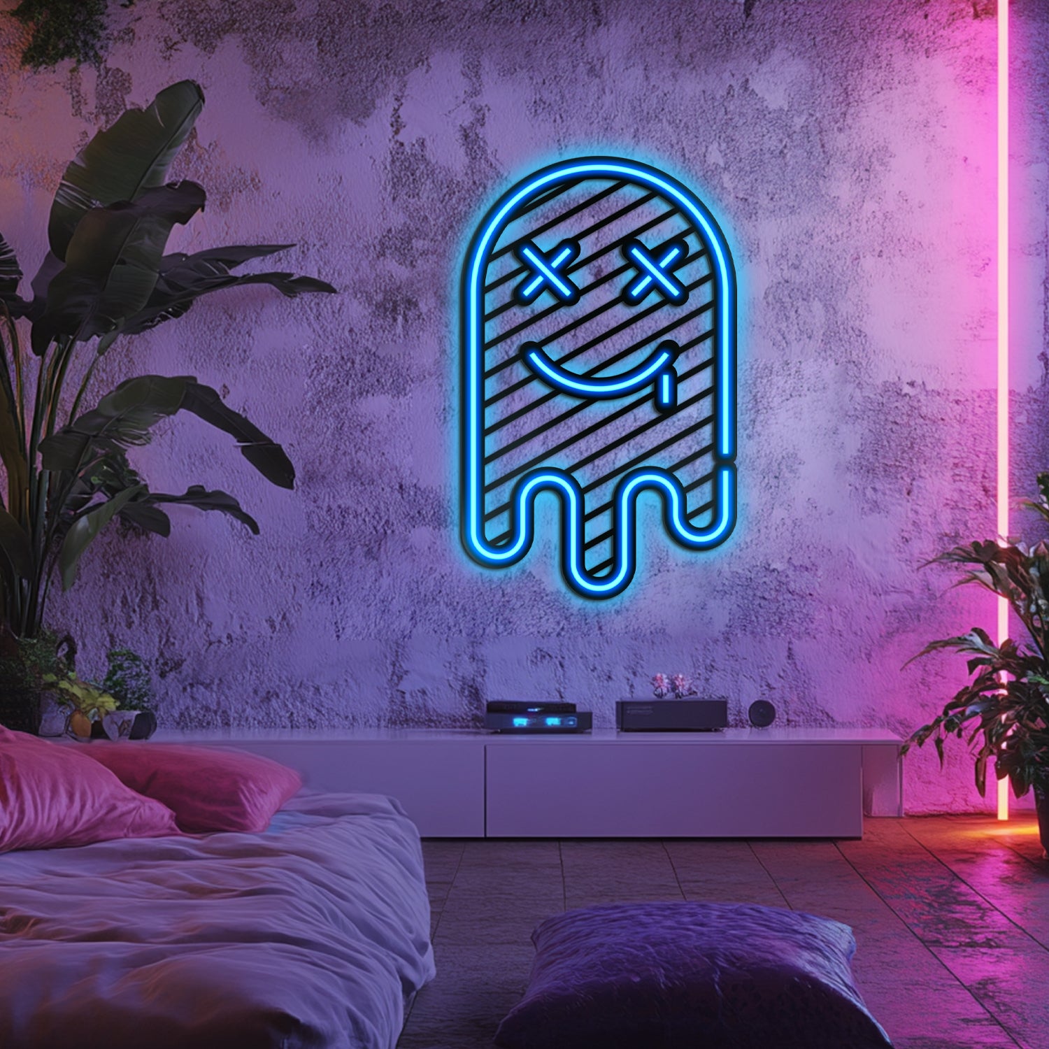 Emoji Ghost Metal Neon Wall Art- LN0064