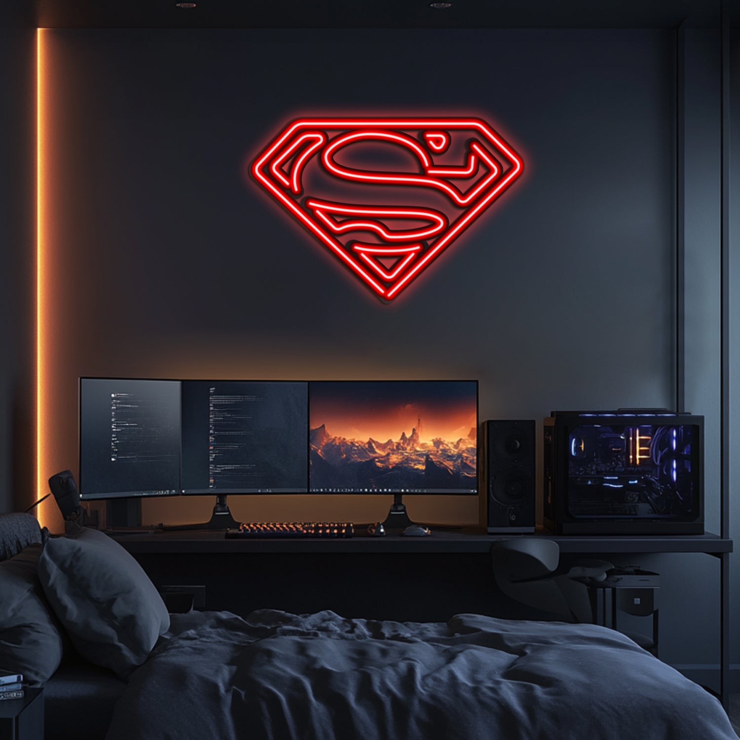 Superman Emblem Metal Neon Wall Art- LN0082