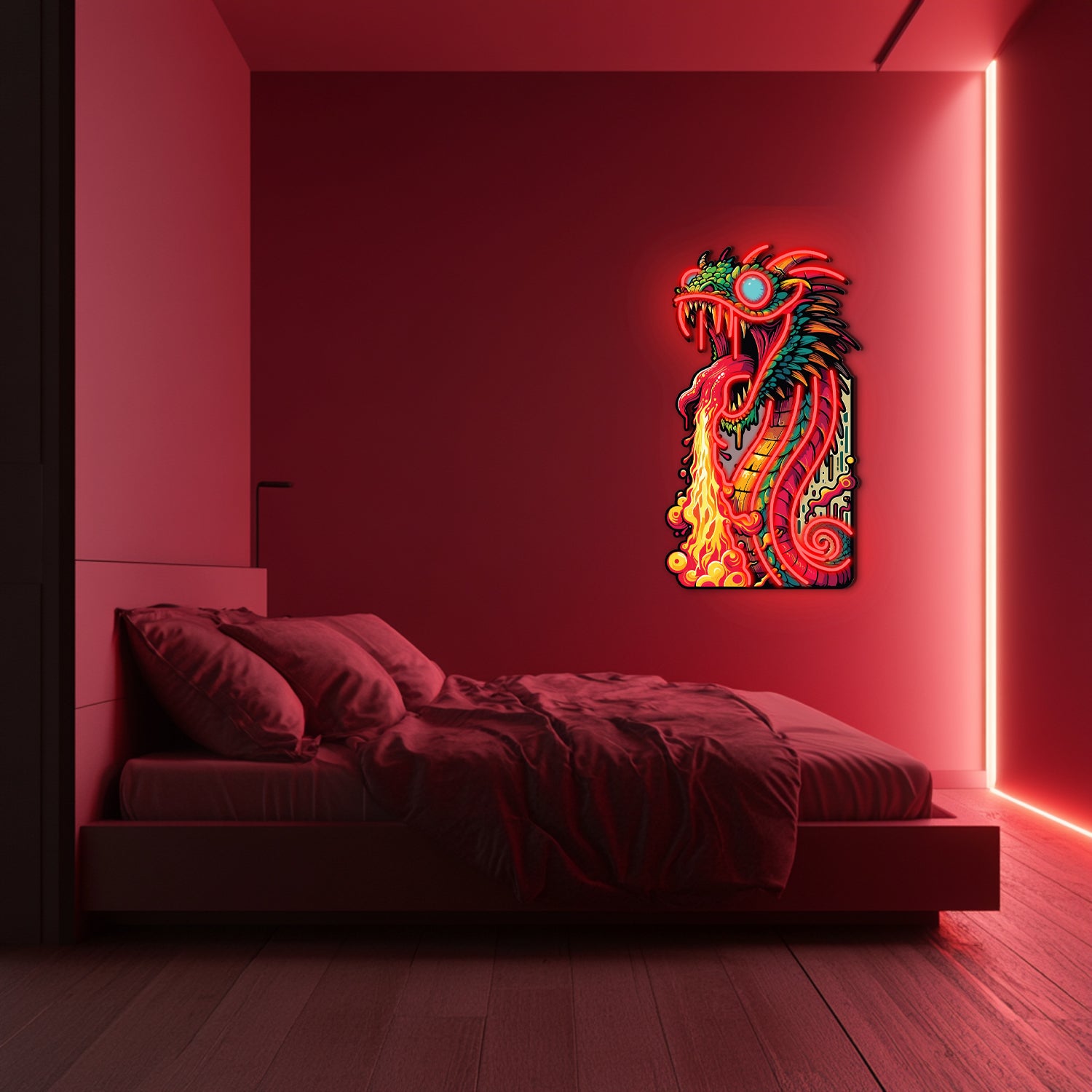 UV Printed Dragon Neon Wall Art- LV0010