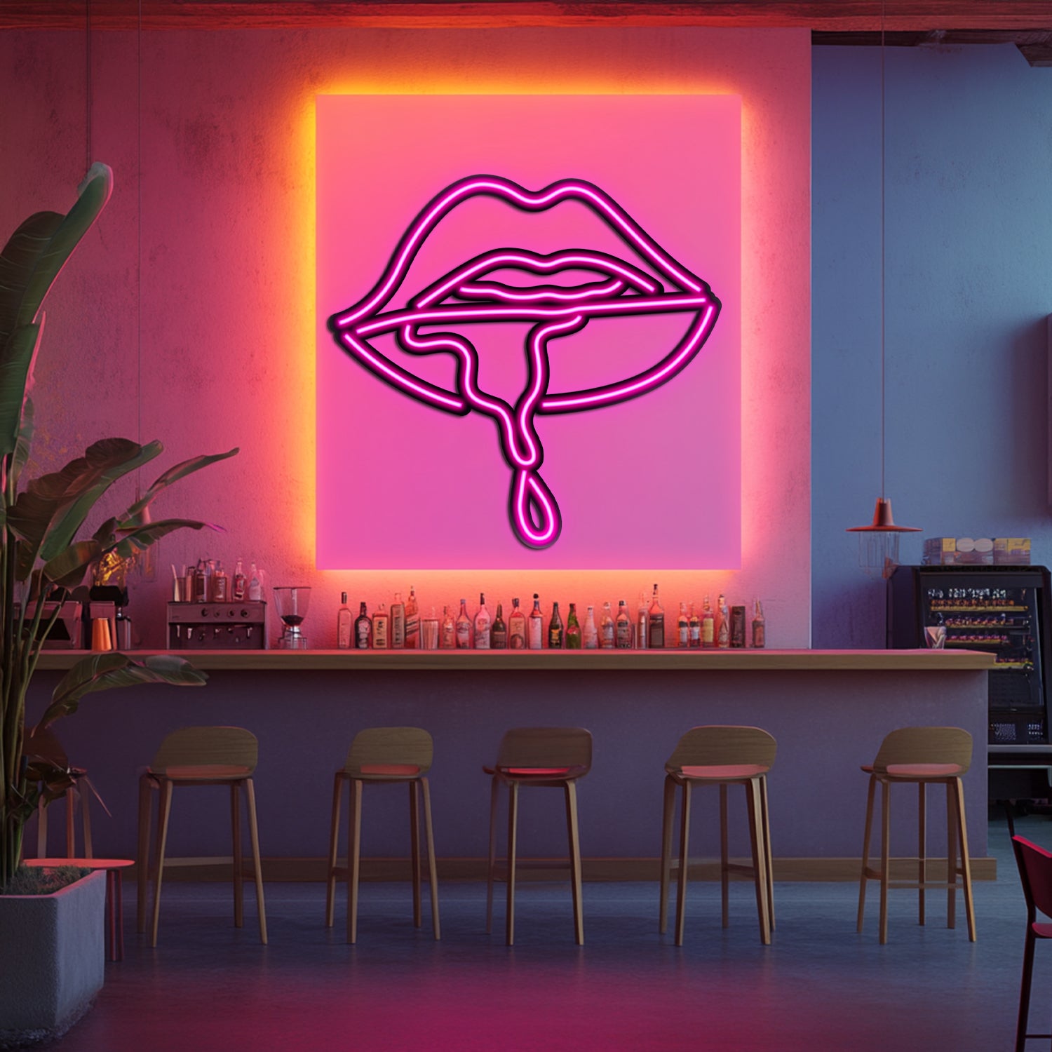 Dripping Lips Metal Neon Wall Art- LN0067