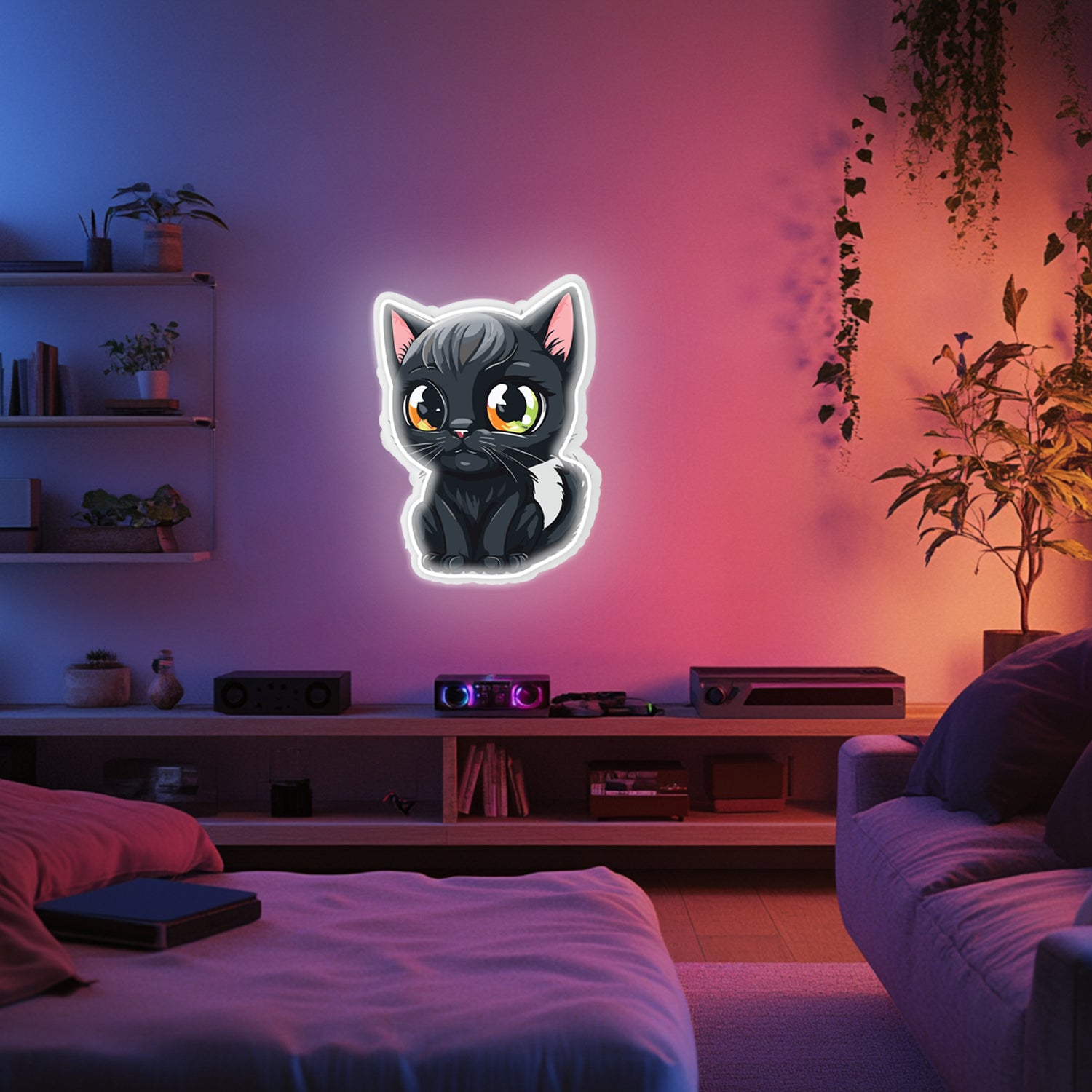 UV Printed Cat Neon Wall Art- LV0019