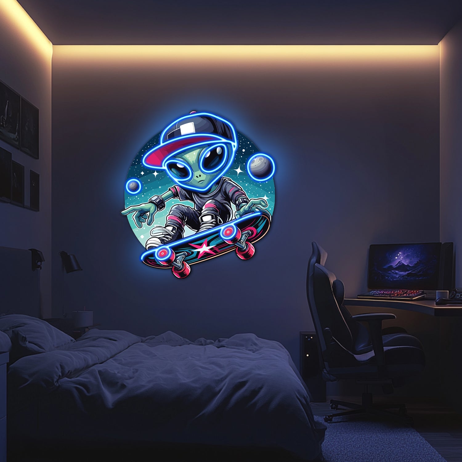 UV Printed Alien Neon Wall Art- LV0082