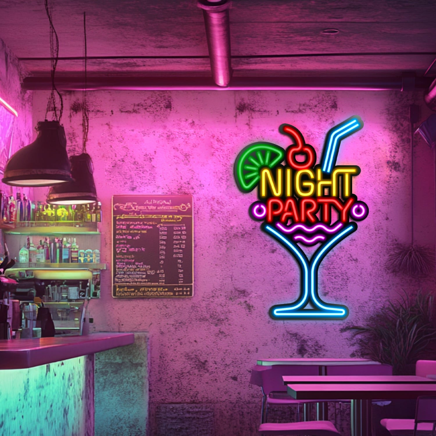 Night Party Metal Neon Wall Art- LN0037