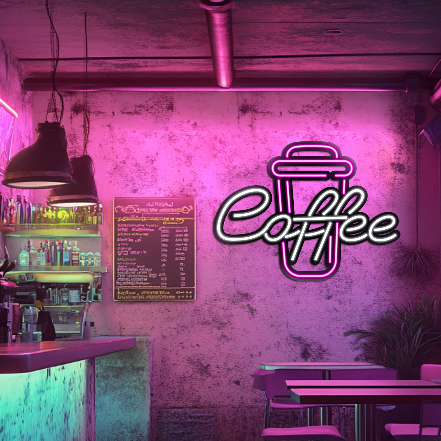 Coffee Lovers Metal Neon Wall Art- LN0032